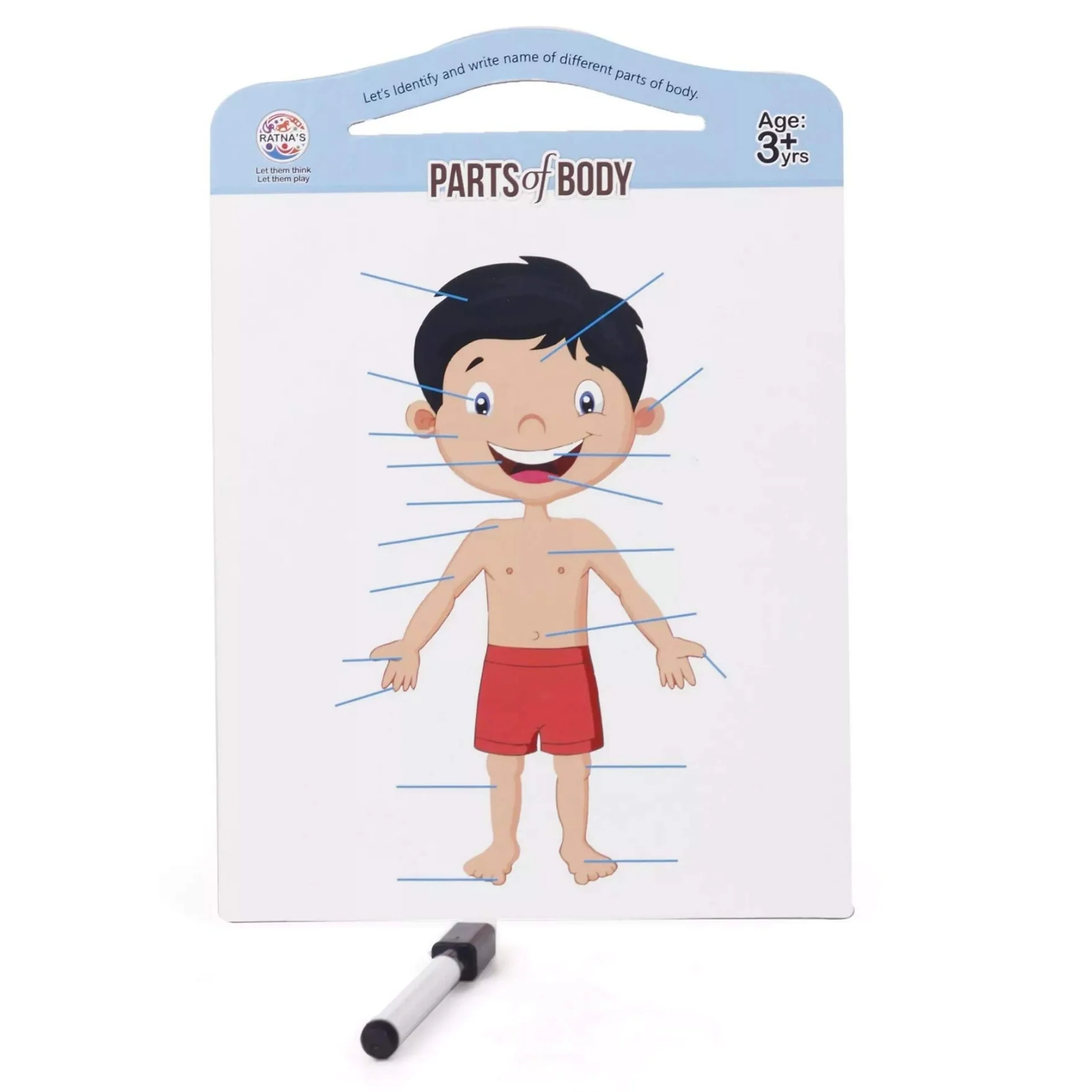 Ratna's Parts of Body Jigsaw Puzzle for Kids with 2 in 1 Write and Wipe Board with Body Parts - Image 3