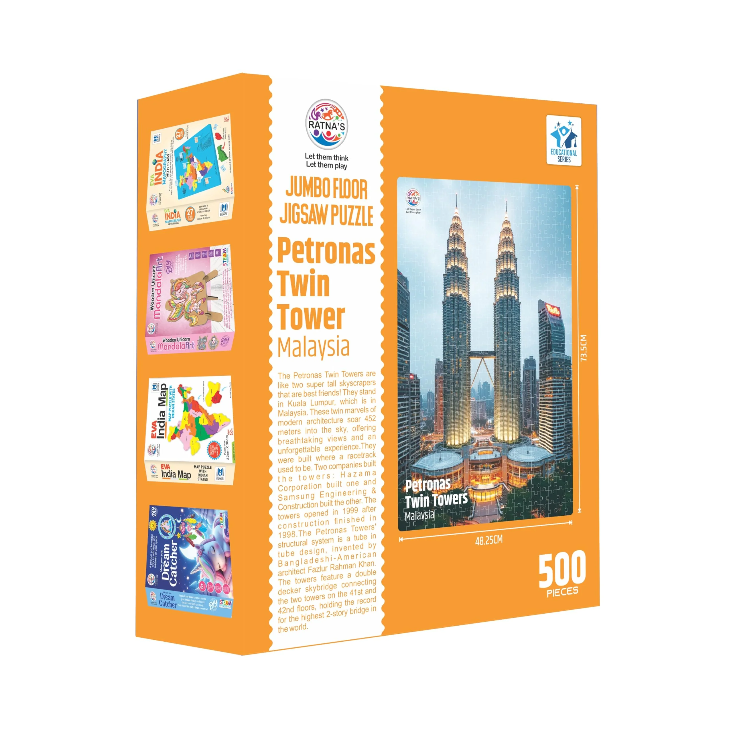 Ratna's Petronas Twin Towers Malaysia 500 Pieces Jumbo Floor Jigsaw Puzzle (Size: 98 cm * 67 cm)