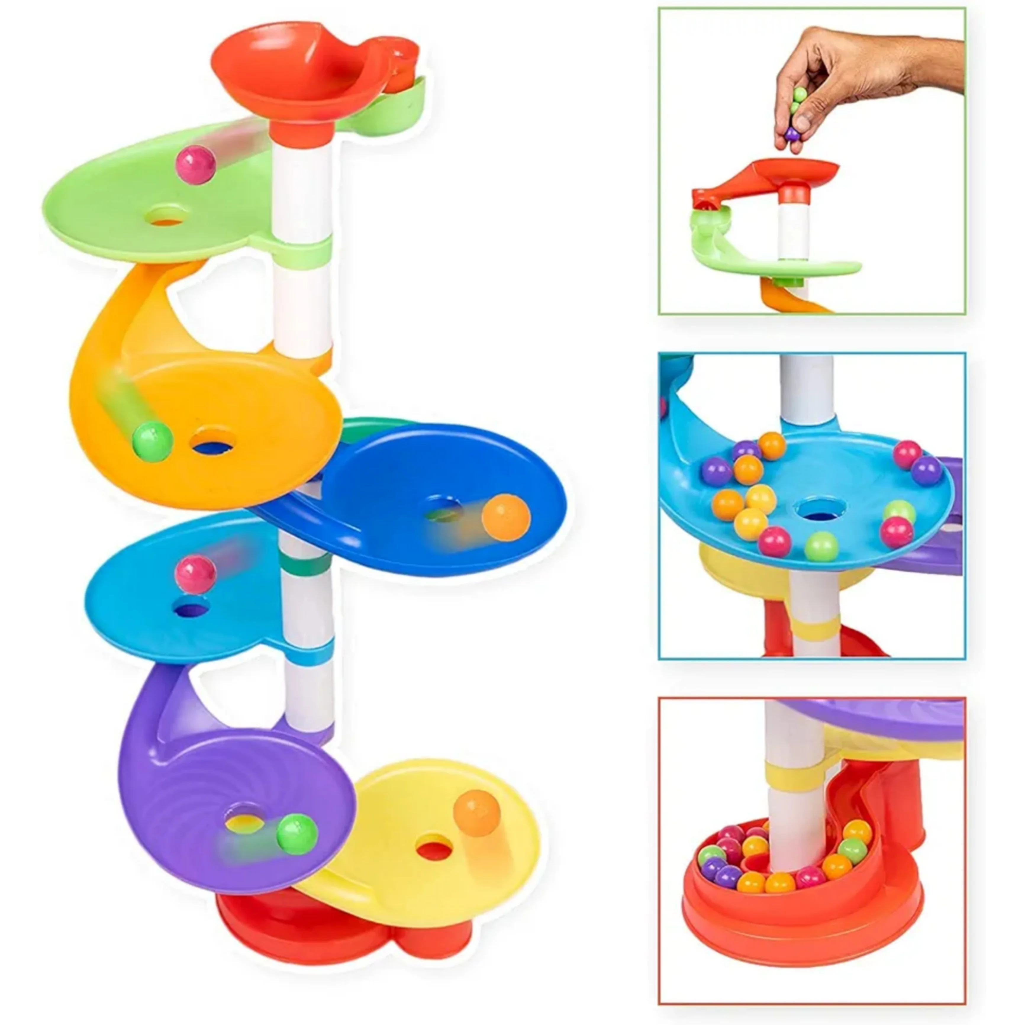 Ratna's Rainbow Whirlpool 7 Layer Ball Drop and ROLL Swirling Tower for Baby and Toddler Development of Age 3+ Years Kids Multicolour - Image 2