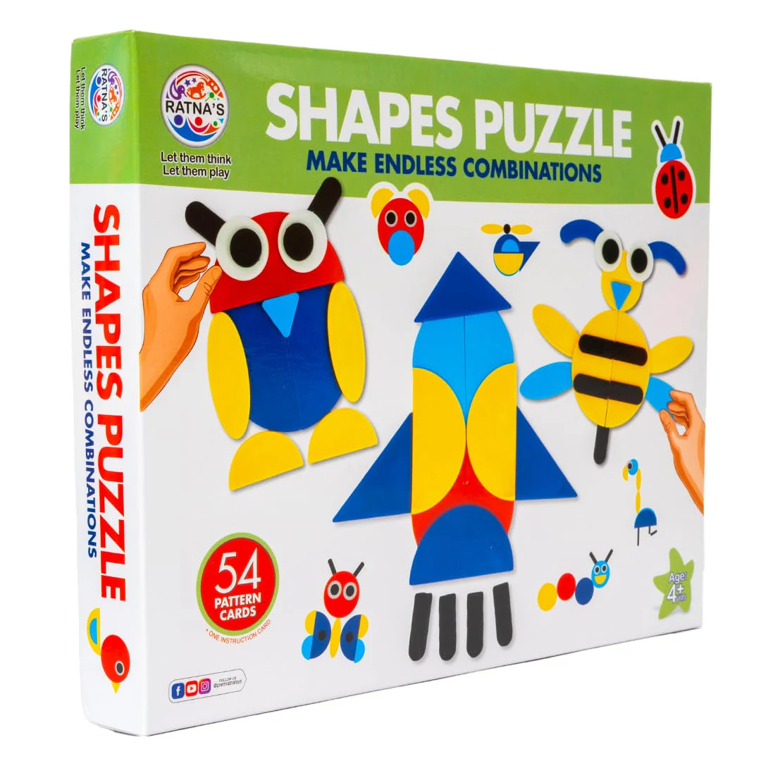 Ratna's Shapes Puzzle Educational Toy, 54 Pattern Challenge Cards, Creative Building Game for Kids 4+ Years - Image 4