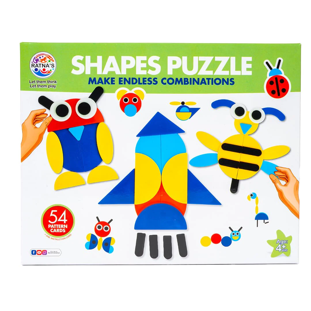 Ratna's Shapes Puzzle Educational Toy, 54 Pattern Challenge Cards, Creative Building Game for Kids 4+ Years - Image 5
