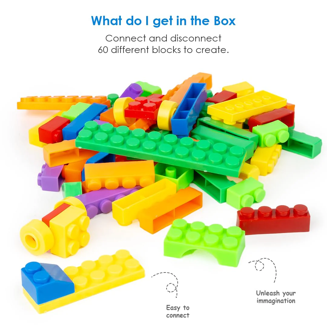 Ratna's Sky Fighter Junior Colorful Interlocking Blocks 60 pcs for Kids Ages 3+ to Create Fighter Planes & Rule The Sky - Image 2