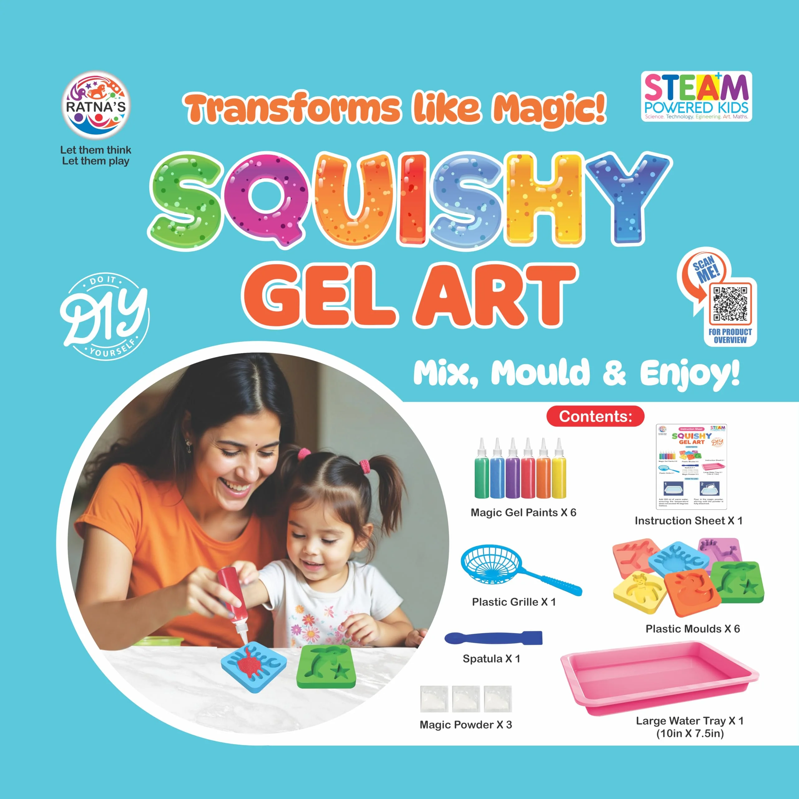 Ratna's Squishy Gel Art DIY Kit 3D Colorful Soft and Squishy Sea Creatures STEAM Learning Activity Set - Image 4