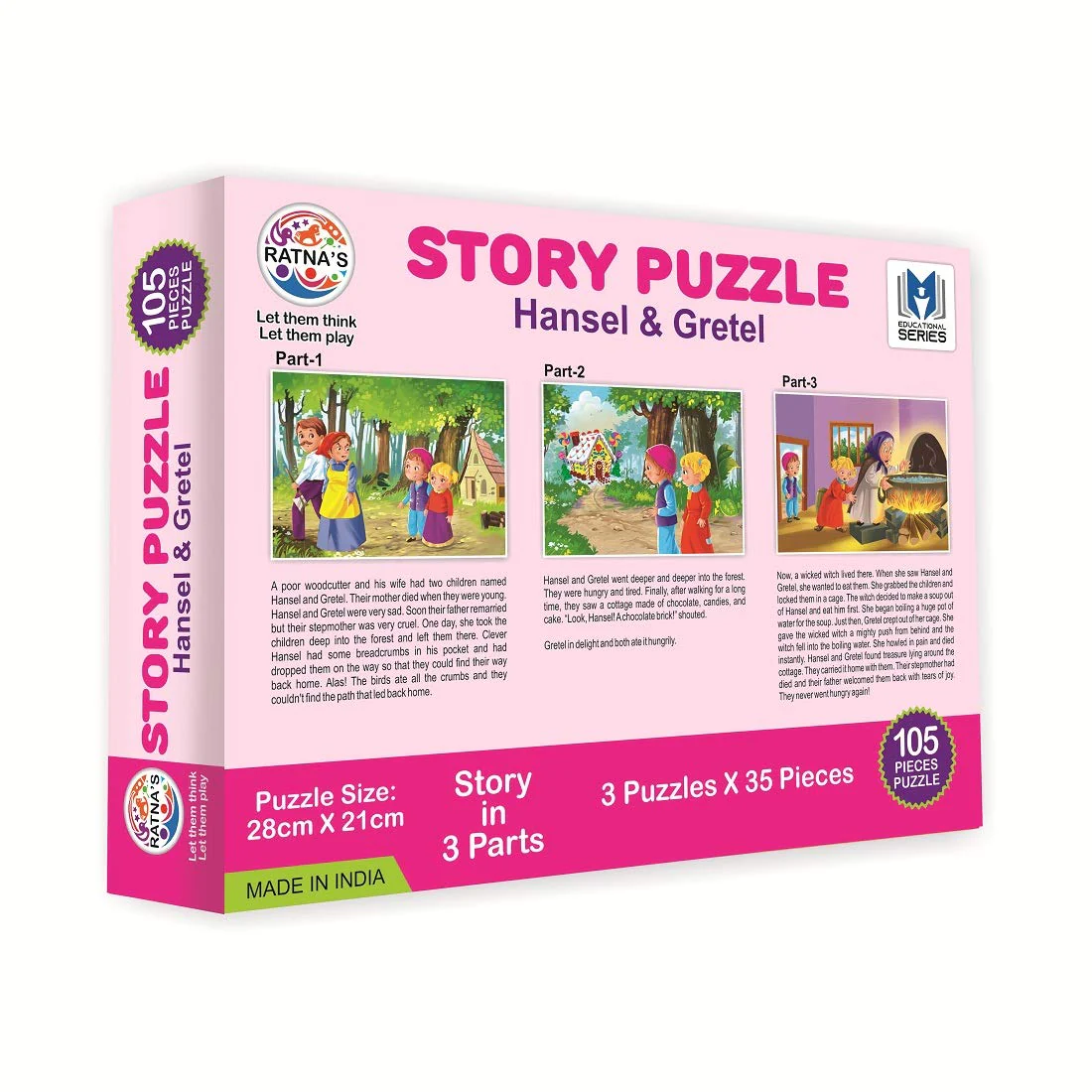 Ratna's Story Jigsaw Puzzle Hansel & Gretel 105 Pieces Puzzle (35 Pieces x 3 Puzzles) - Image 3