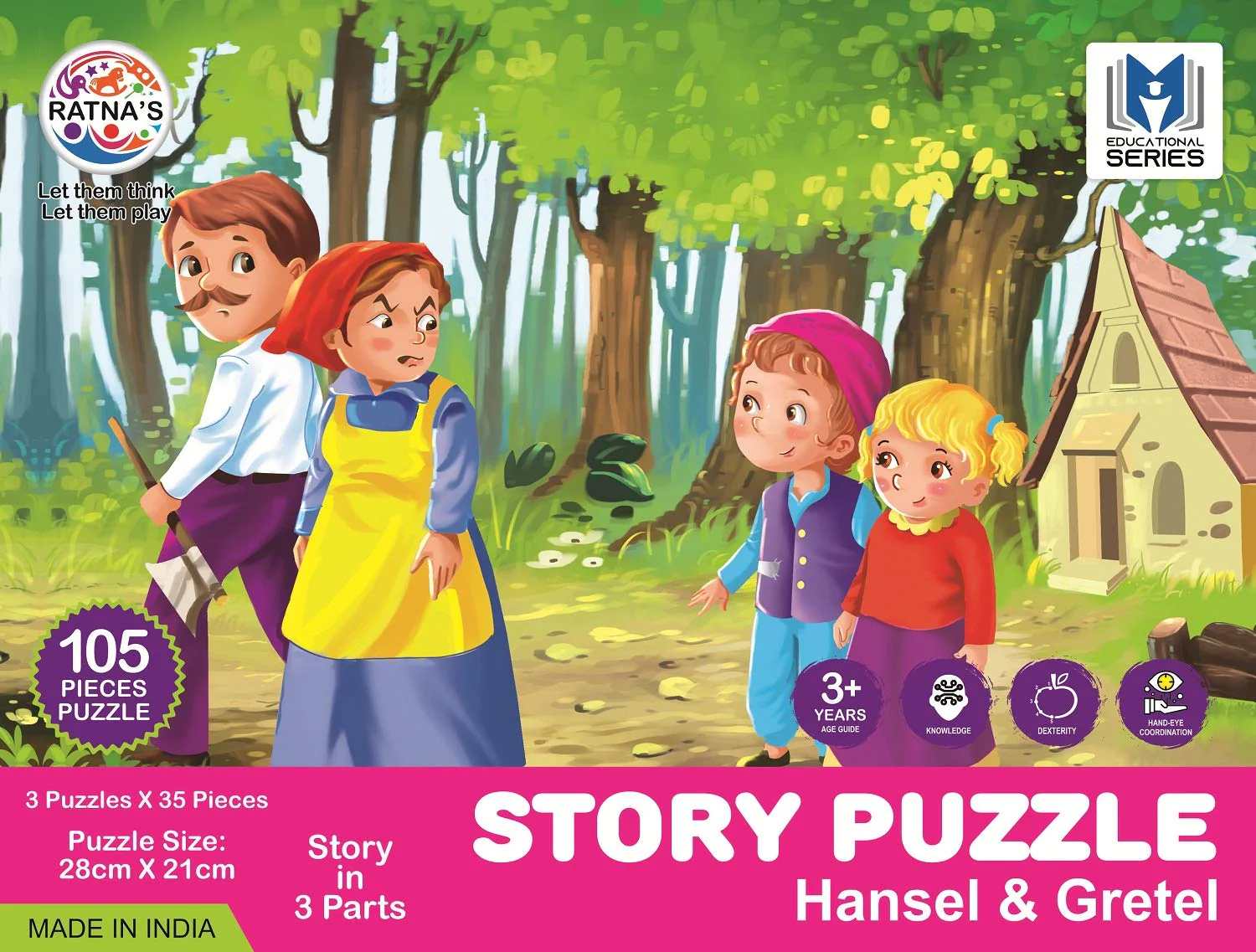 Ratna's Story Jigsaw Puzzle Hansel & Gretel 105 Pieces Puzzle (35 Pieces x 3 Puzzles) - Image 4