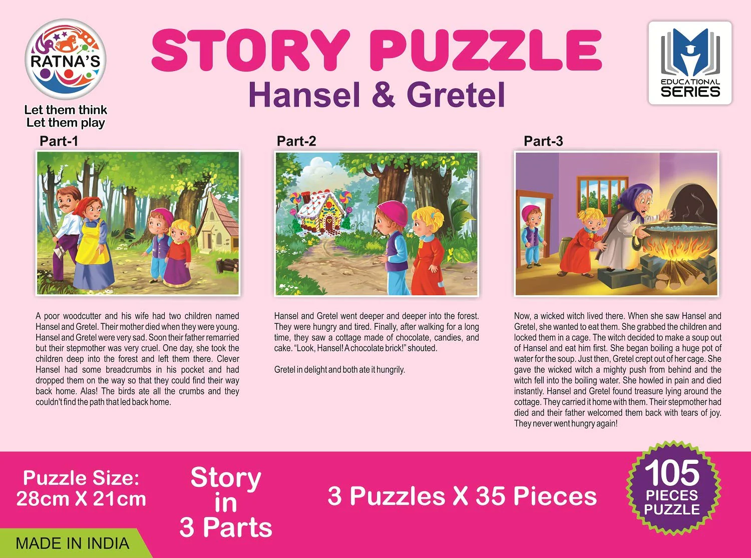 Ratna's Story Jigsaw Puzzle Hansel & Gretel 105 Pieces Puzzle (35 Pieces x 3 Puzzles) - Image 5