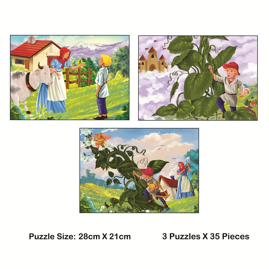 Ratna's Story Jigsaw Puzzle Jack & The Beanstalk 105 Pieces Puzzle(35 Pieces x 3 Puzzles) - Image 2