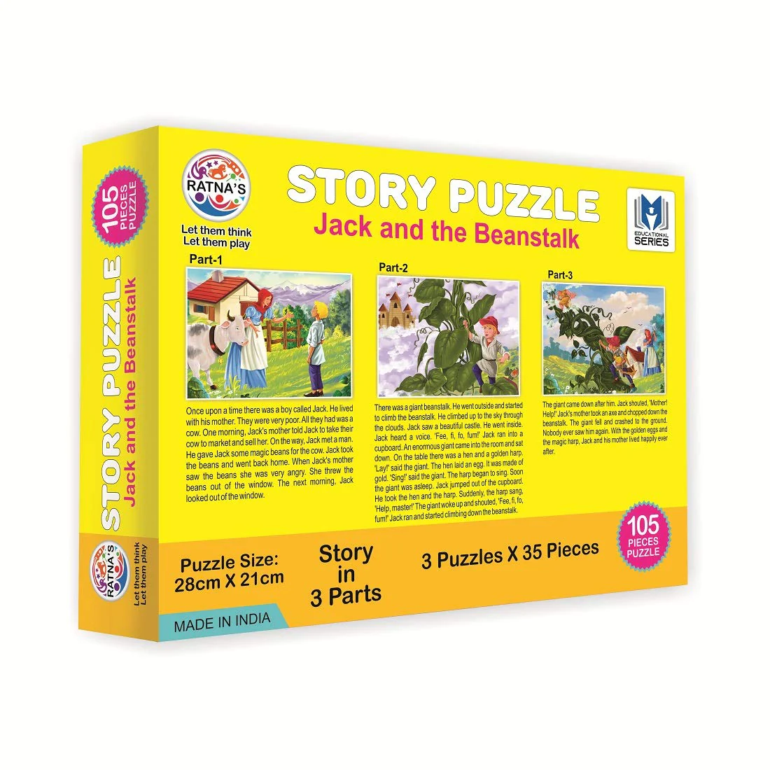 Ratna's Story Jigsaw Puzzle Jack & The Beanstalk 105 Pieces Puzzle(35 Pieces x 3 Puzzles) - Image 3