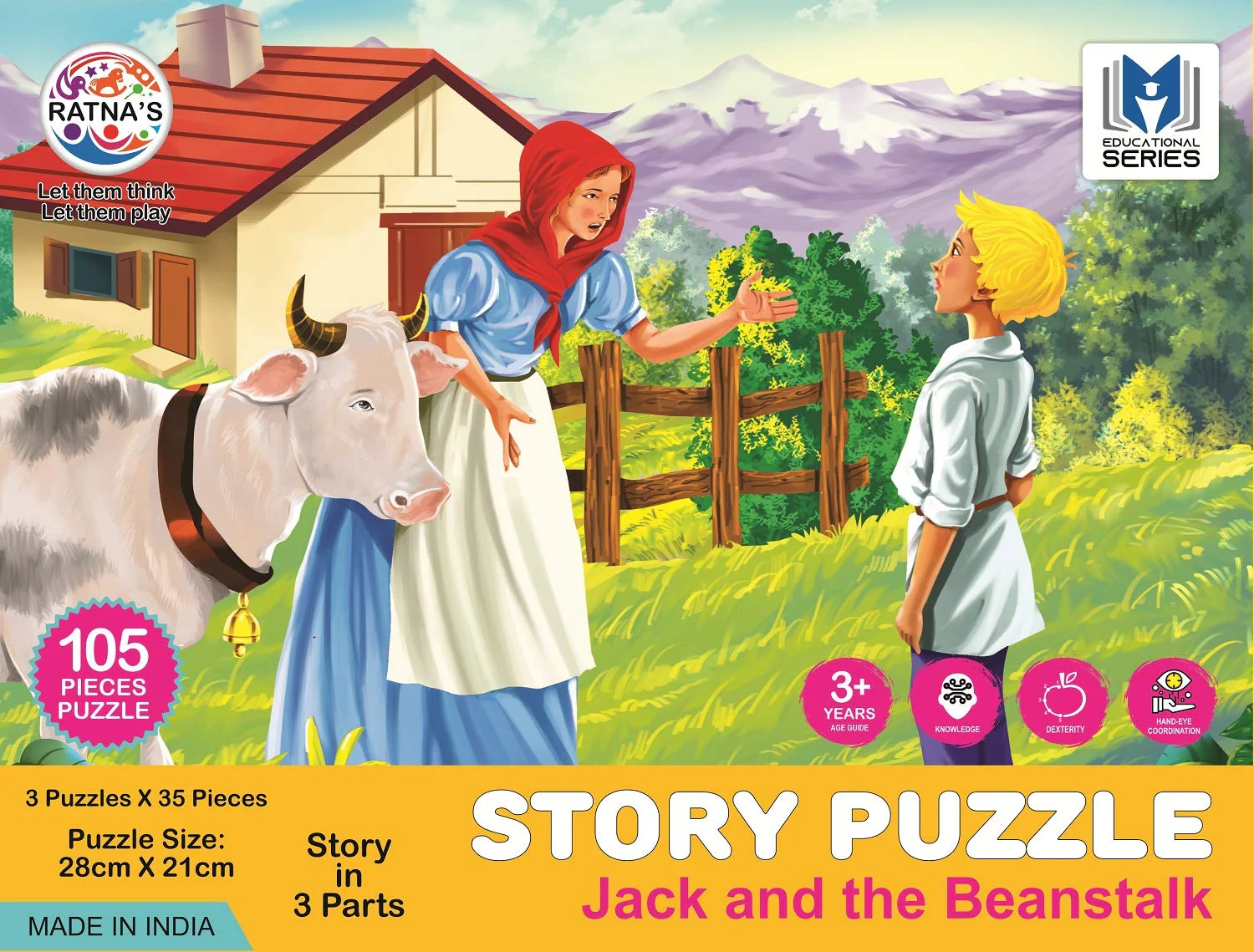 Ratna's Story Jigsaw Puzzle Jack & The Beanstalk 105 Pieces Puzzle(35 Pieces x 3 Puzzles) - Image 4