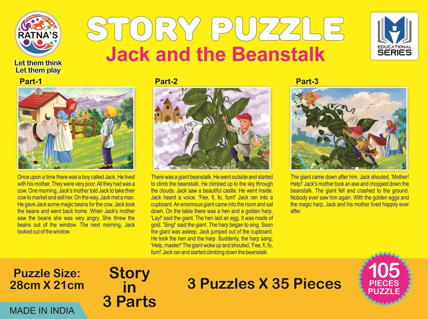 Ratna's Story Jigsaw Puzzle Jack & The Beanstalk 105 Pieces Puzzle(35 Pieces x 3 Puzzles) - Image 5
