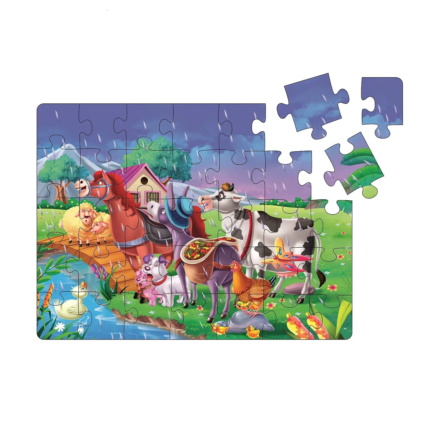 Ratna's Story Jigsaw Puzzle Rainy Picnic Day for Kids. 3 Jigsaw Puzzle Included in The Pack with A Story Book - Image 2