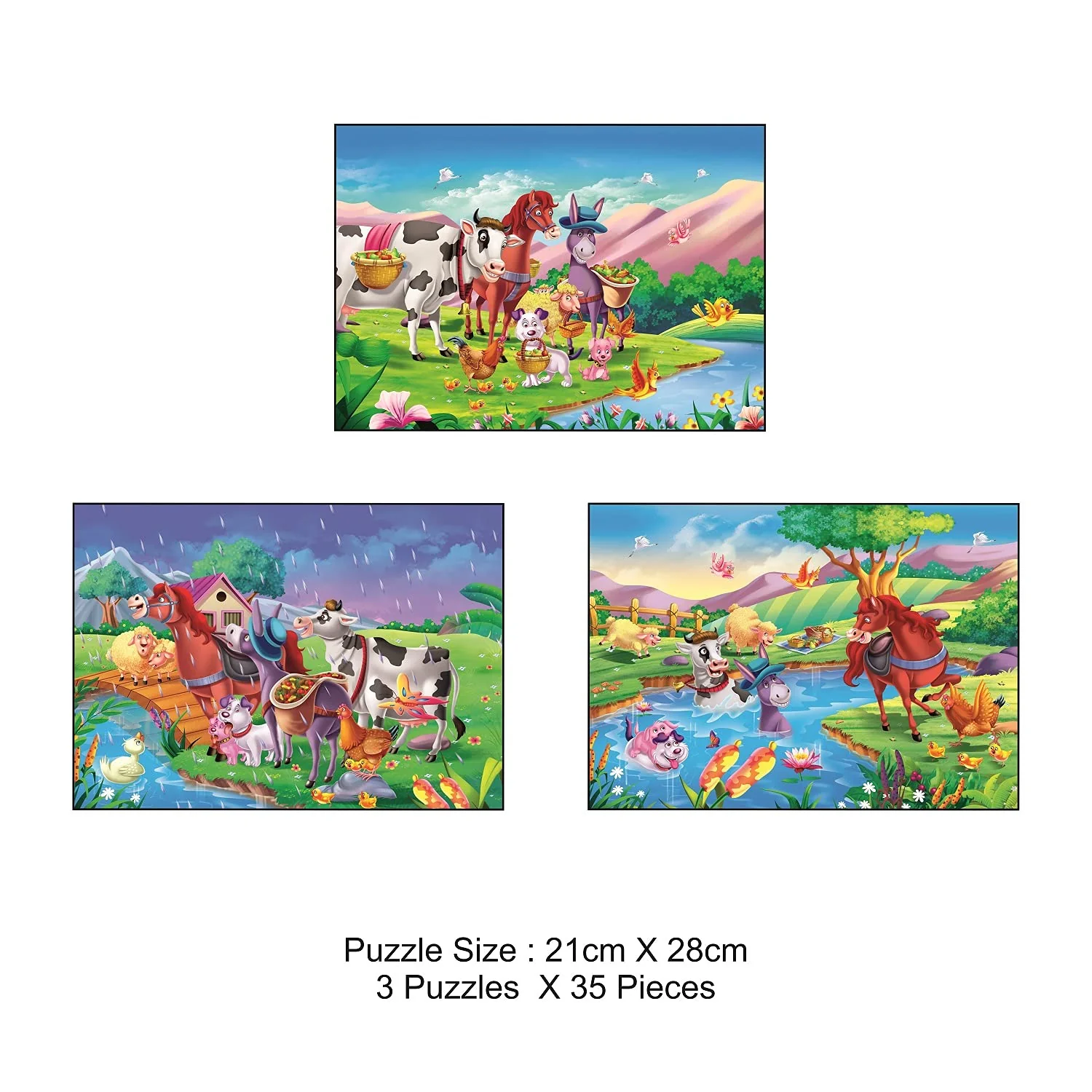 Ratna's Story Jigsaw Puzzle Rainy Picnic Day for Kids. 3 Jigsaw Puzzle Included in The Pack with A Story Book - Image 3