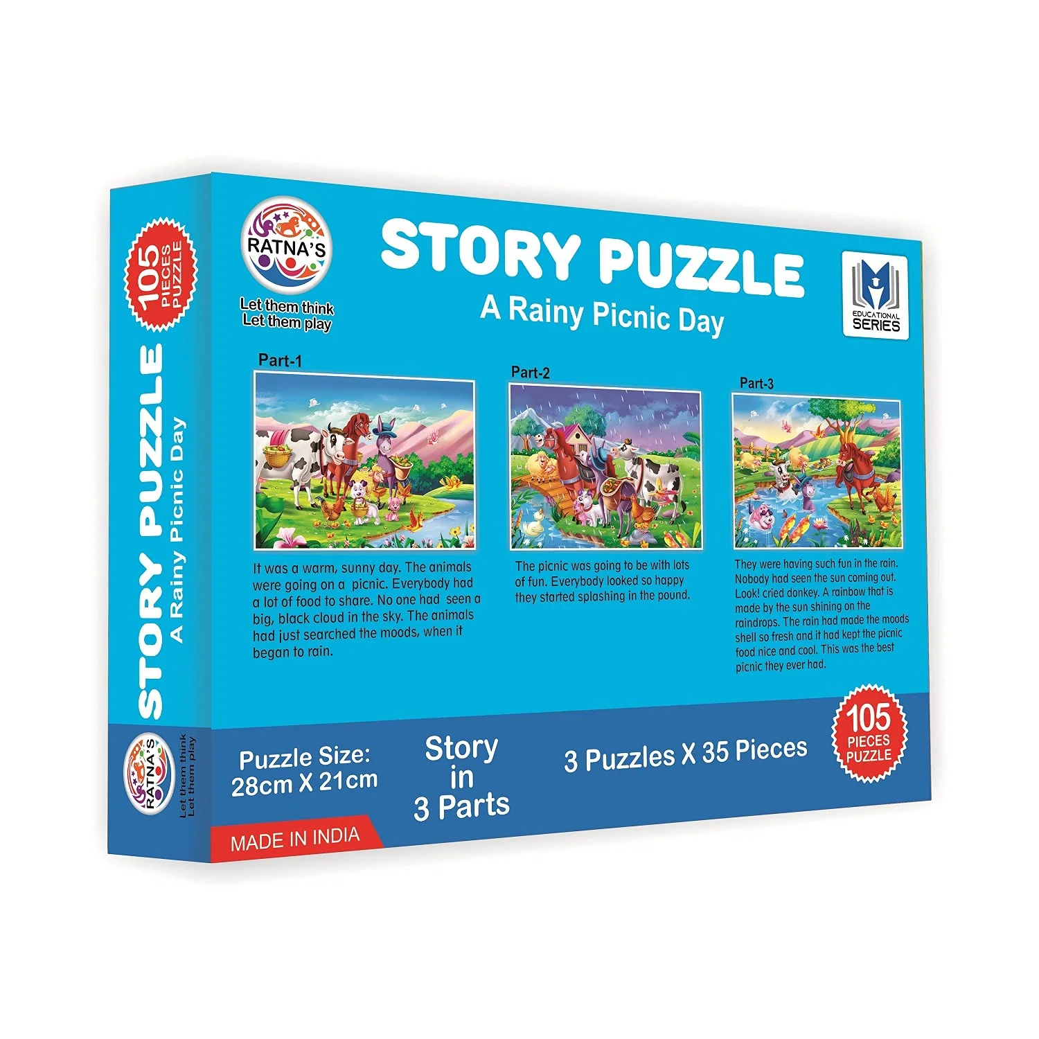 Ratna's Story Jigsaw Puzzle Rainy Picnic Day for Kids. 3 Jigsaw Puzzle Included in The Pack with A Story Book - Image 5