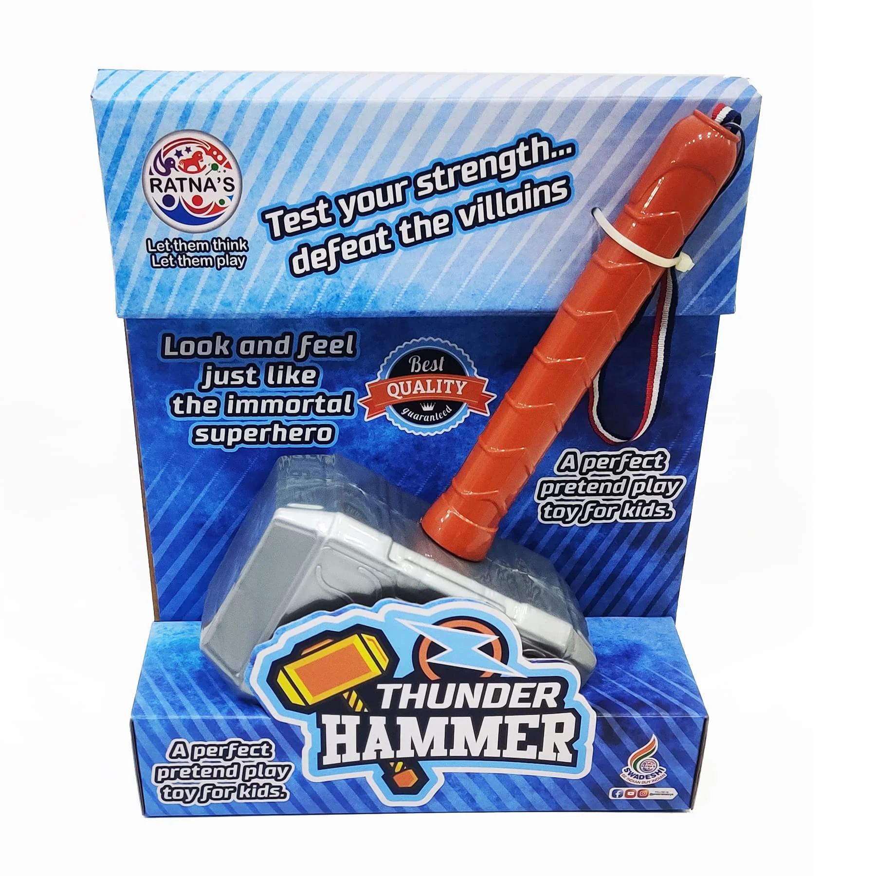 Ratna's Thunder Hammer Plastic Toy, Light Weight, A Pretend Play Toy Weapon For The Little Superhero - Image 3