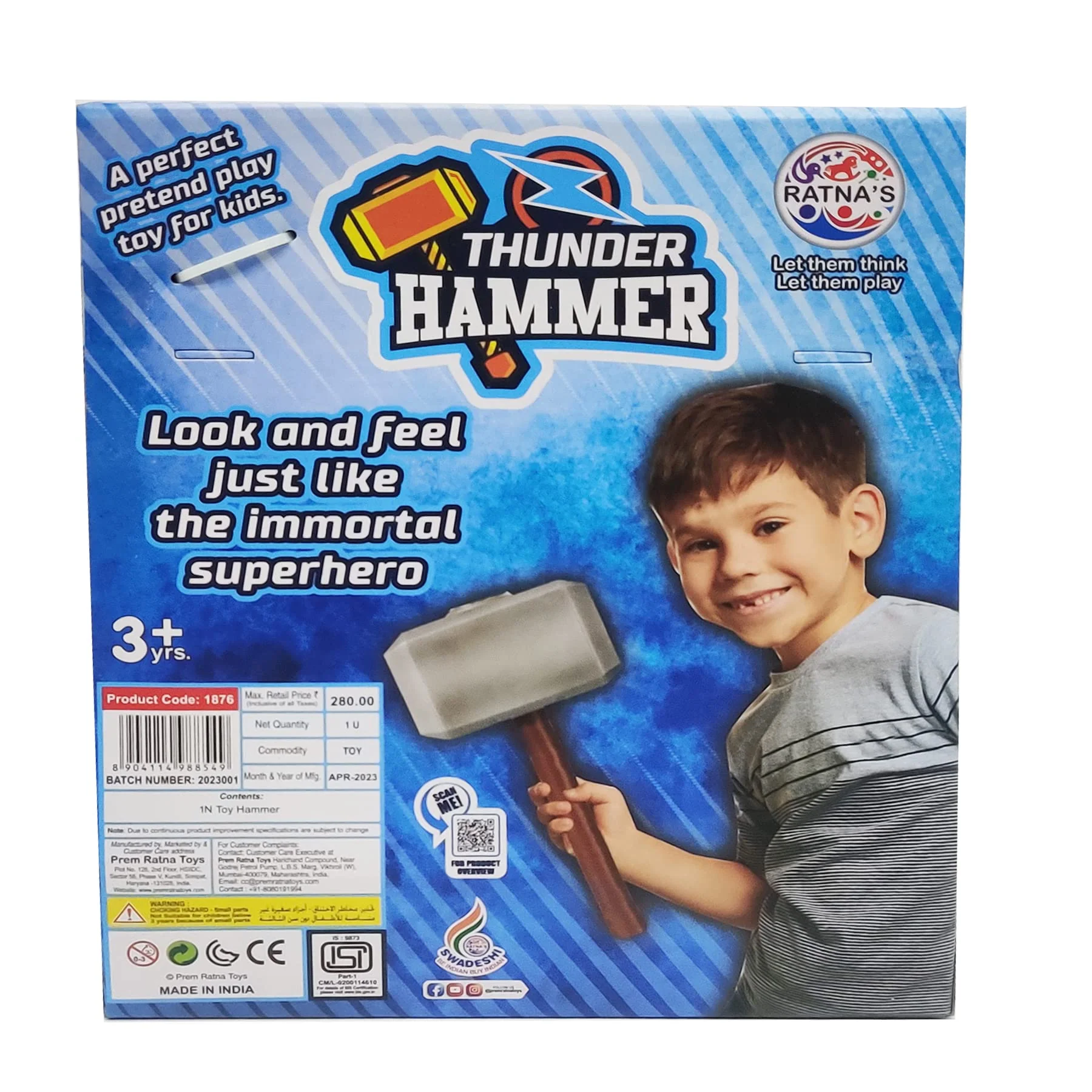 Ratna's Thunder Hammer Plastic Toy, Light Weight, A Pretend Play Toy Weapon For The Little Superhero - Image 5