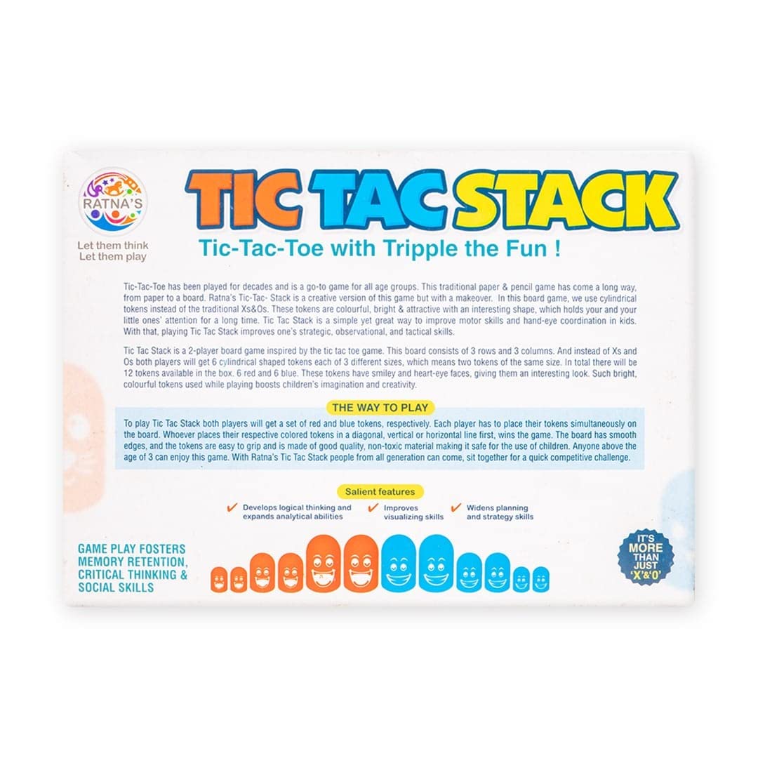 Ratna's Tic Tac Stack Mind Challenging Strategy Family Board Game for Kids & Adults - Image 4