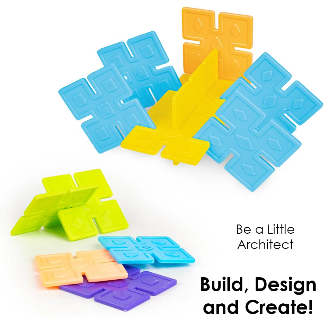Ratna's Toddlers Architect Building Set to Construct Different Models & Designs with 60 Colourful Tiles for Kids 3+ Years - Image 3