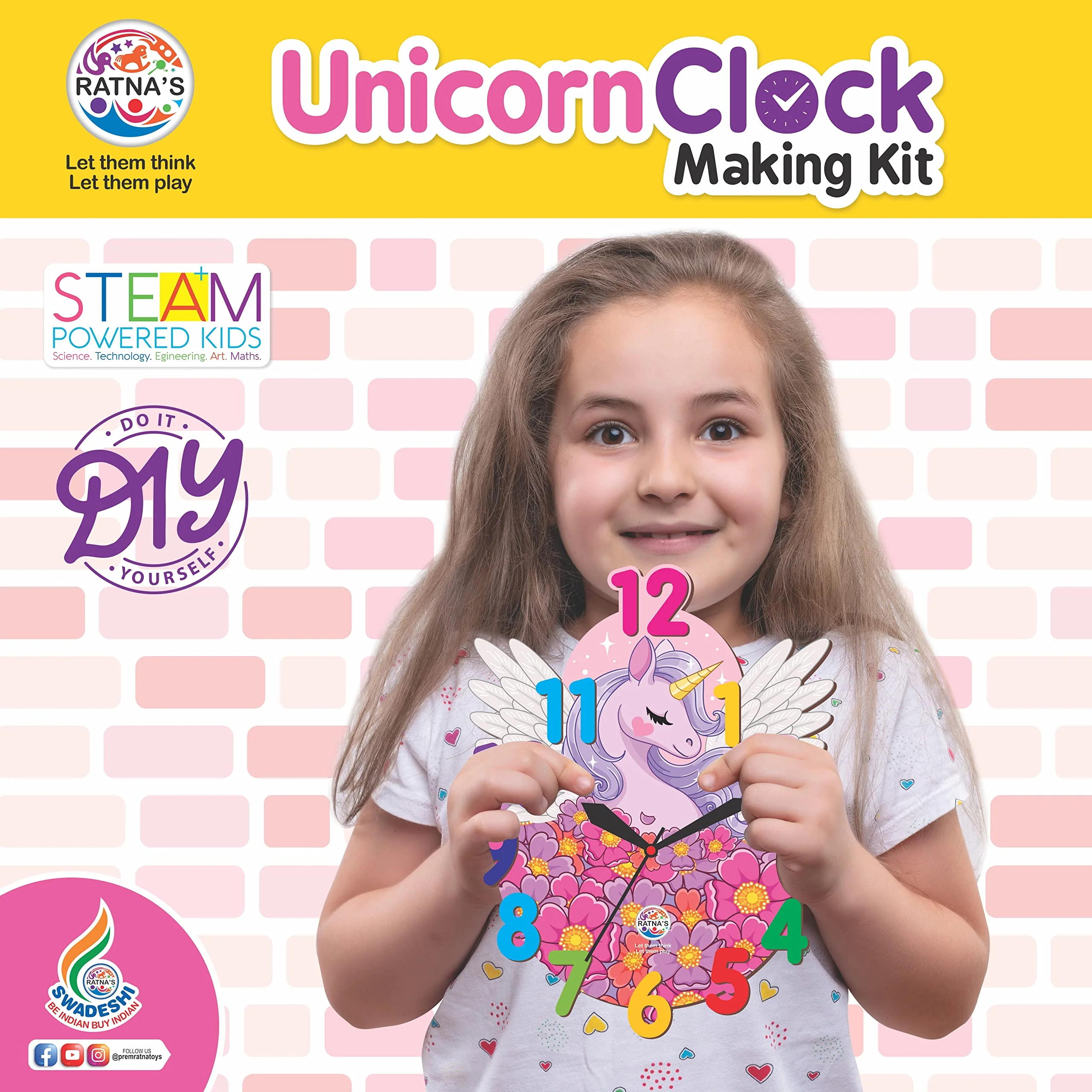 Ratna's Unicorn Clock Making Kit Wooden DIY Art & Craft Kit for Kids - Image 4