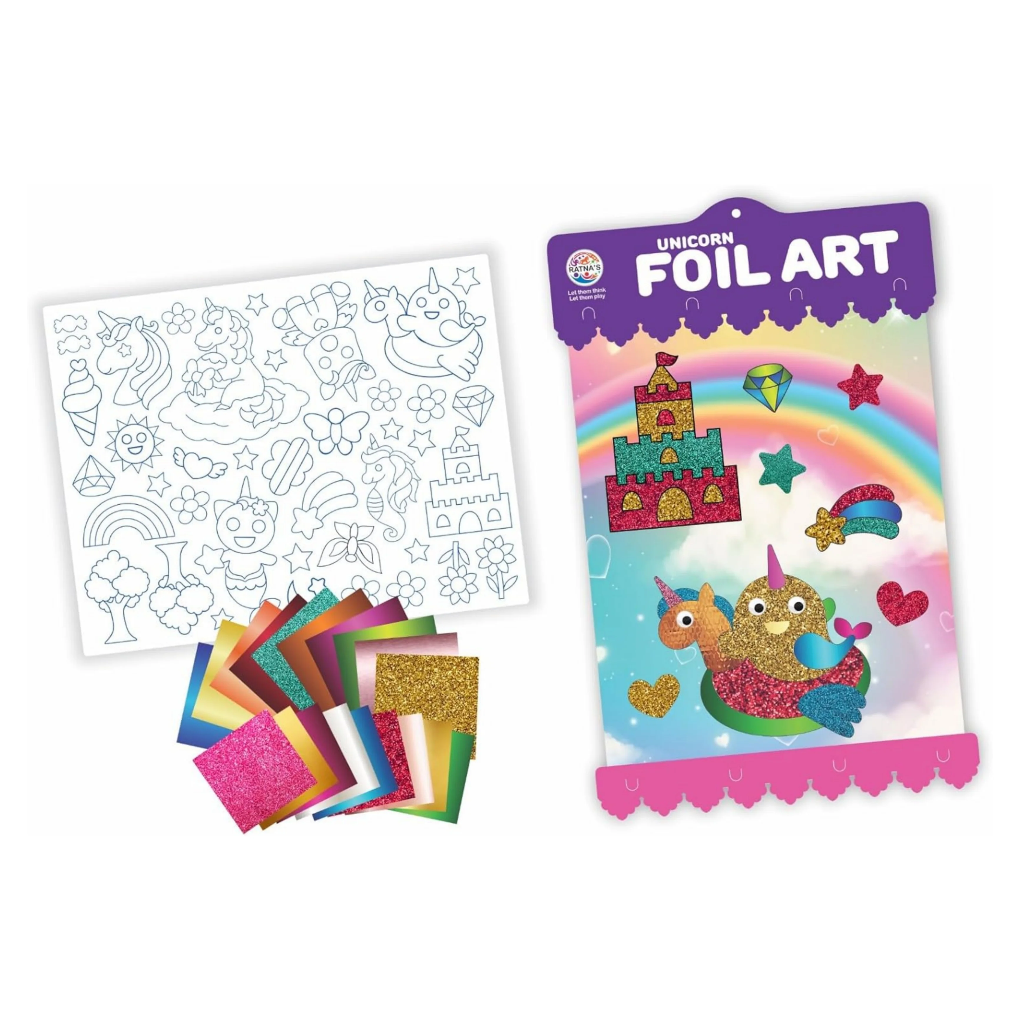 Ratna's Unicorn Foil Art DIY Creative Activity Kit, STEAM Powered Art & Craft Activity - Foil Fun Craft Kits & Supplies for Boys & Girls 5+ Years - Image 3