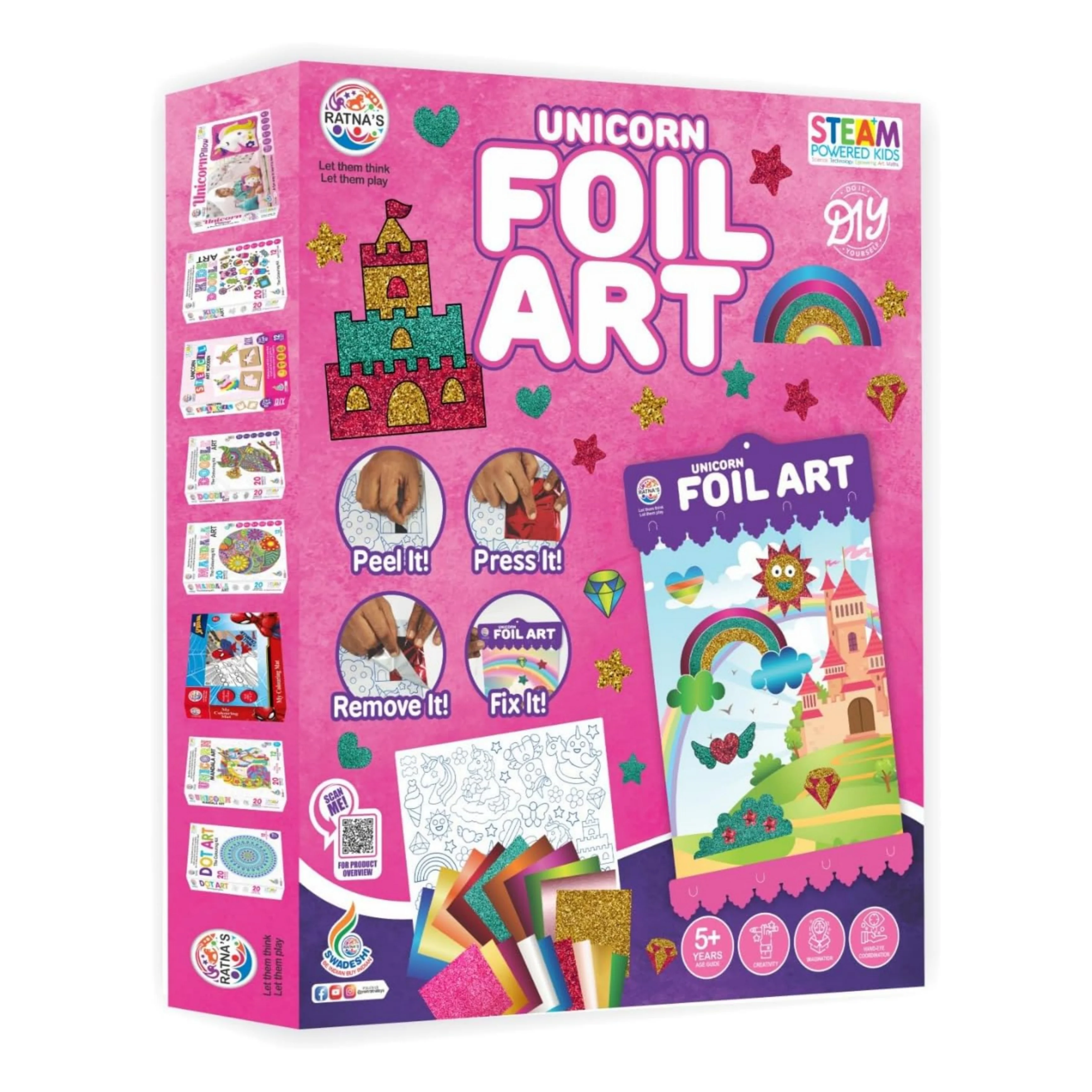 Ratna's Unicorn Foil Art DIY Creative Activity Kit, STEAM Powered Art & Craft Activity - Foil Fun Craft Kits & Supplies for Boys & Girls 5+ Years - Image 4