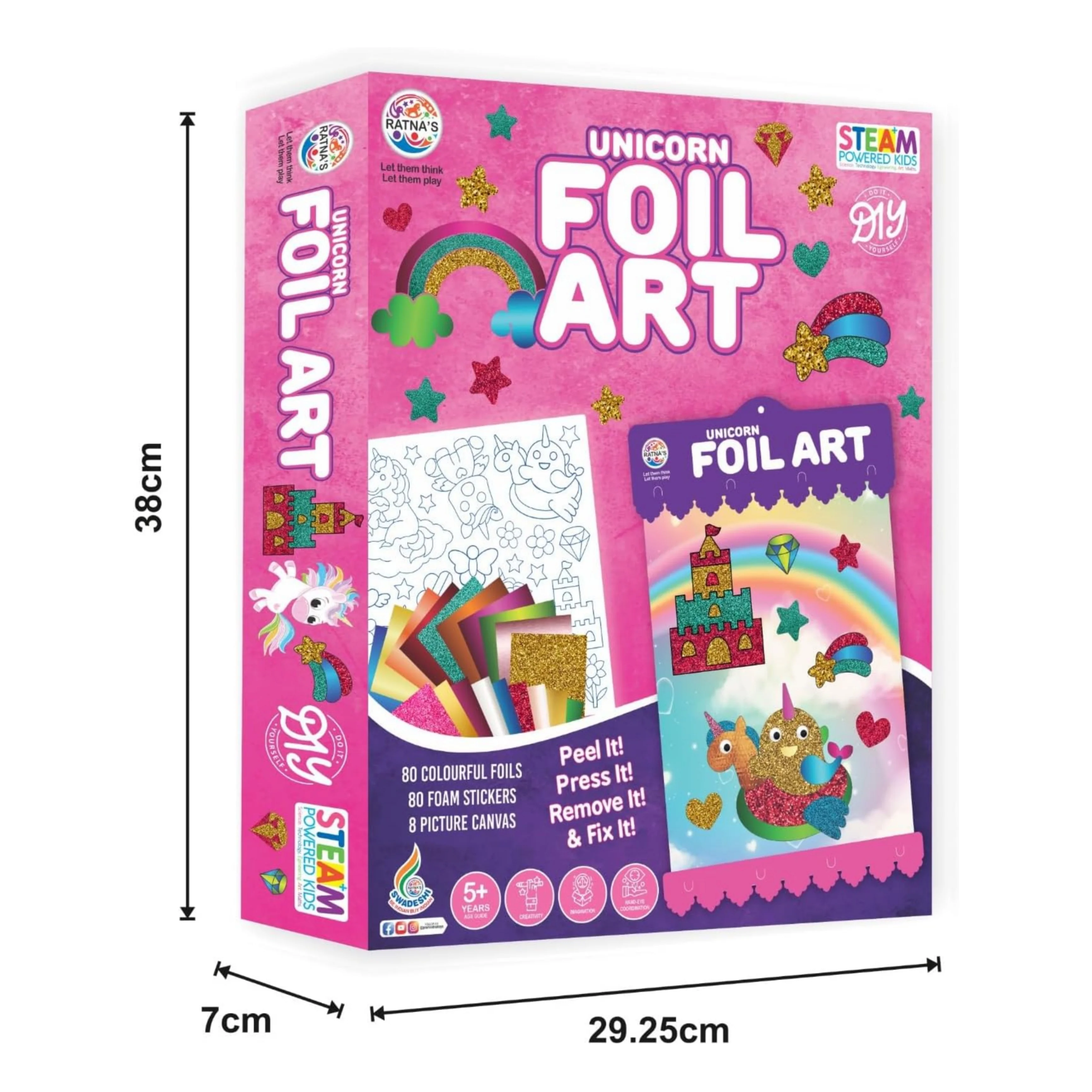 Ratna's Unicorn Foil Art DIY Creative Activity Kit, STEAM Powered Art & Craft Activity - Foil Fun Craft Kits & Supplies for Boys & Girls 5+ Years - Image 5