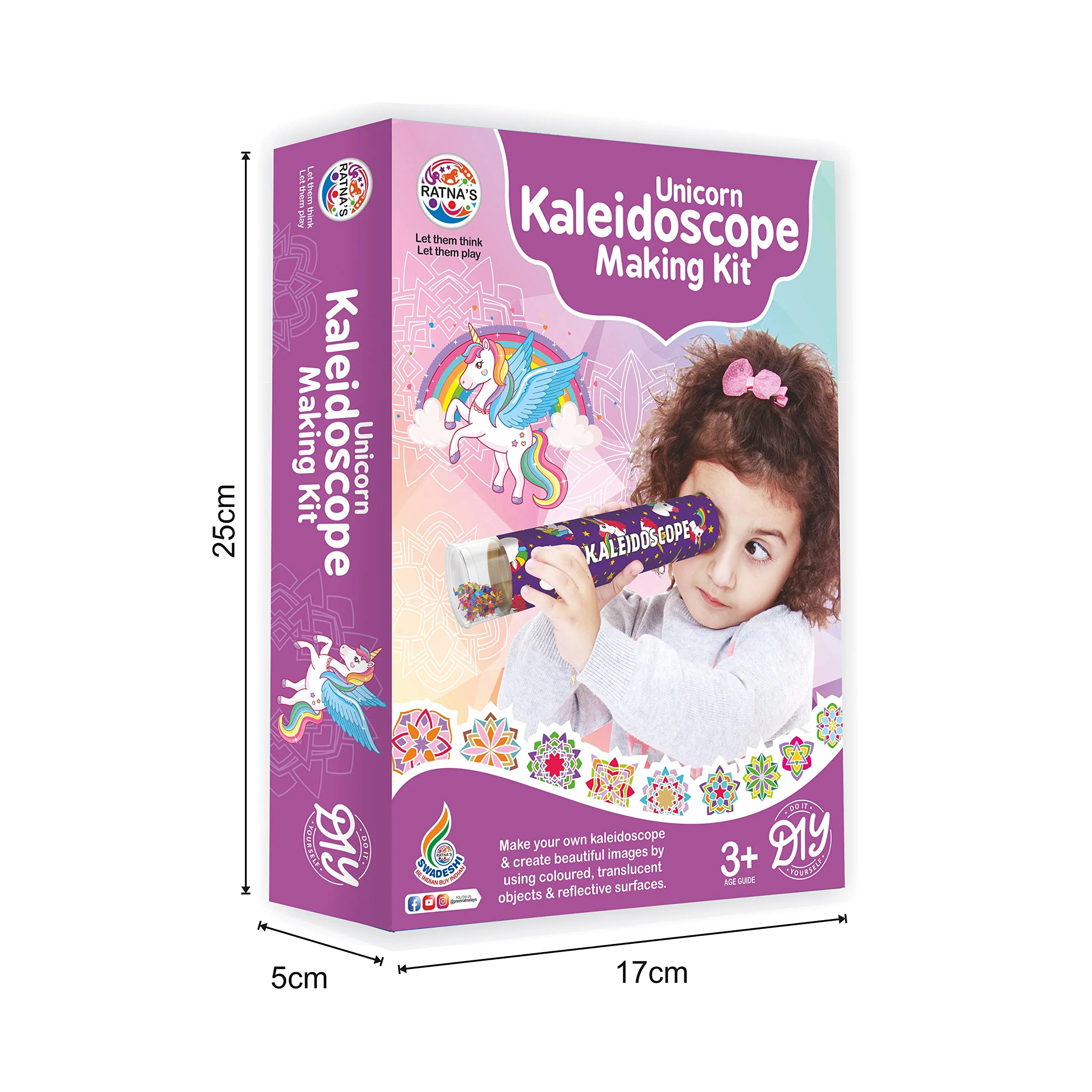 Ratna's Unicorn Kaleidoscope Making DIY Kit to Create Beautiful Patterns, Magical Educational Fun Birthday Gifts Toys for Kids 3+ Years - Image 4