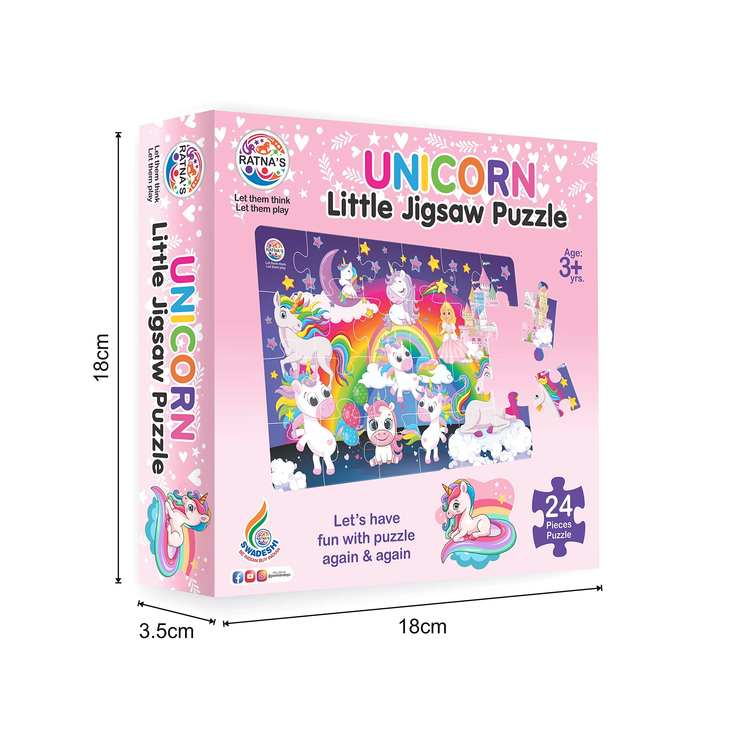 Ratna's Unicorn Little Jigsaw Puzzle 24 Pieces for Kids 3+ Years - Image 4