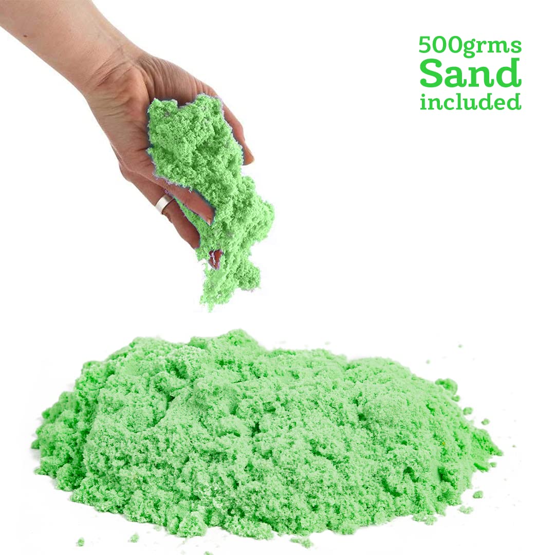 Ratna's Wonder Sand 500g Smooth Sand for Kids with One Big Mould Green Colour - Creative Indoor Play Sand for Kids Beach Fun and Relaxation - Image 2