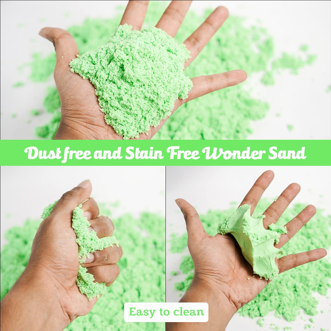 Ratna's Wonder Sand 500g Smooth Sand for Kids with One Big Mould Green Colour - Creative Indoor Play Sand for Kids Beach Fun and Relaxation - Image 3