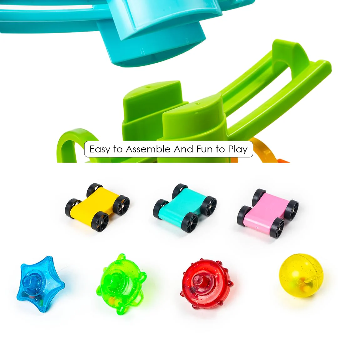 Ratna's Zoom & Boom 2-in-1 Montessori Activity Toy Set Containing Hammer Ball & Racing Tower Track with Stack Toy - Image 6