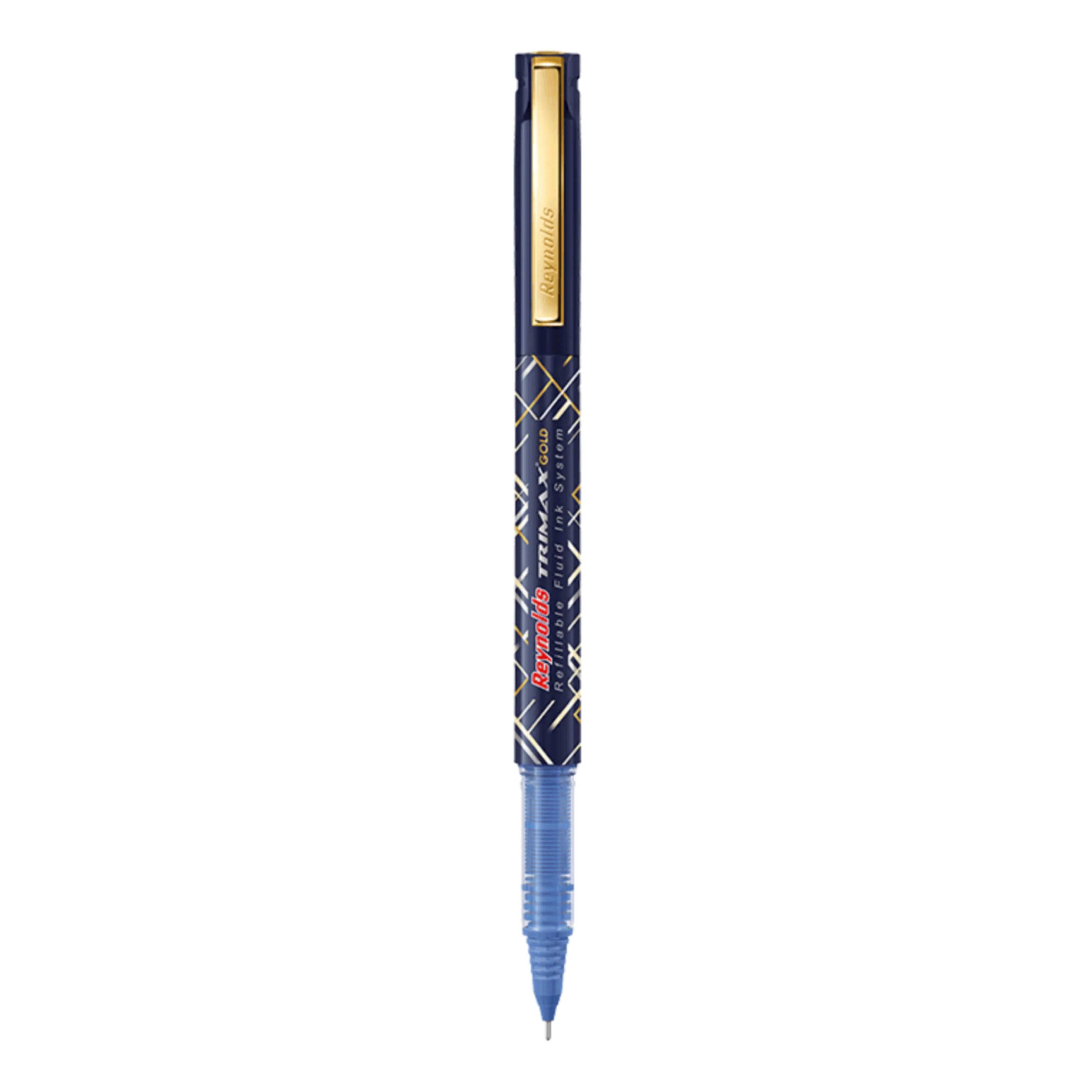 Reynolds Trimax Gold 1 Pc's Blue Ink | Roller Ball Point Pen | Pen for Gift | Lightweight Roller Pen With Comfortable Grip for Extra Smooth Writing | School and Office Stationery | 0.5mm Tip Size - Image 2