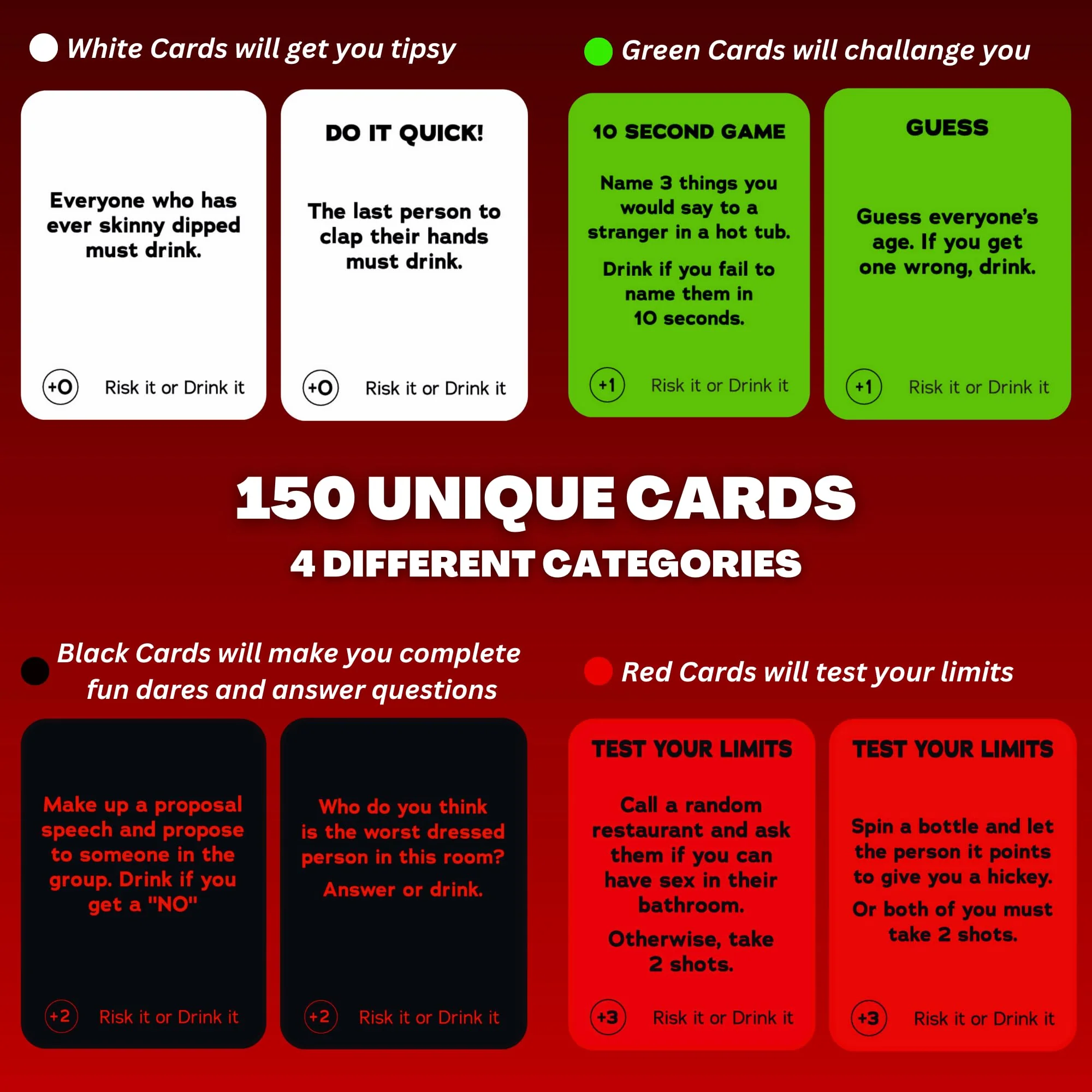RISK IT OR DRINK IT Fun Drinking Game for Parties: 150 Hilarious Dares & Risky Questions for Adults Games Nights - Image 5