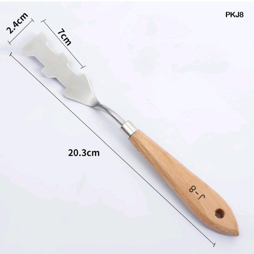 Satyam's Single Painting Knives with Wood Grip Handle Stainless Steel Palette Knife Set Oil Painting Metal Knives Color Mixing Scraper Painting Art - Image 15