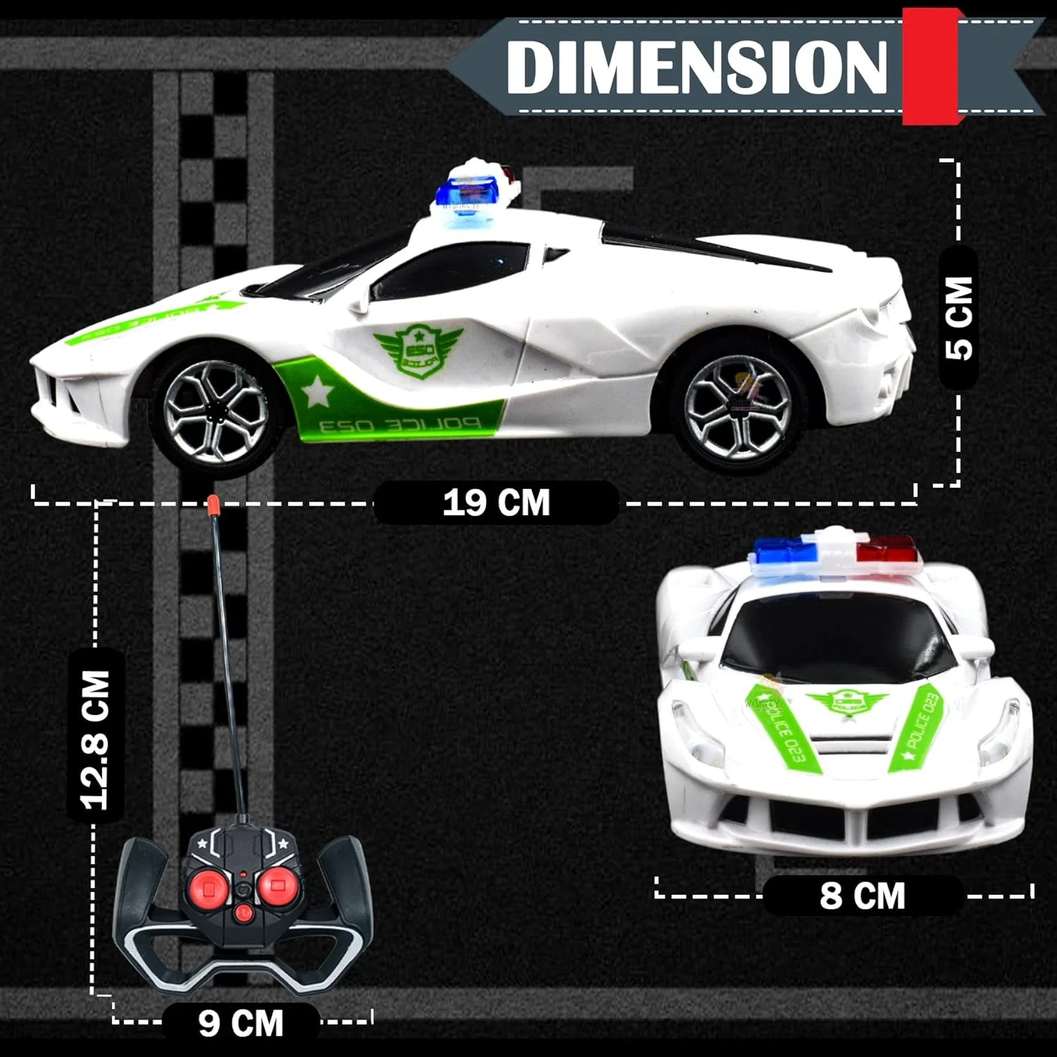 SEEDO Remote Control Police Car, 4 Wheel Drive, Strong Rubber Tyres, Classy Look, No Sharp Edges, for Kids, Featuring Anti-Skid Wheel Rubber Grip - Image 6
