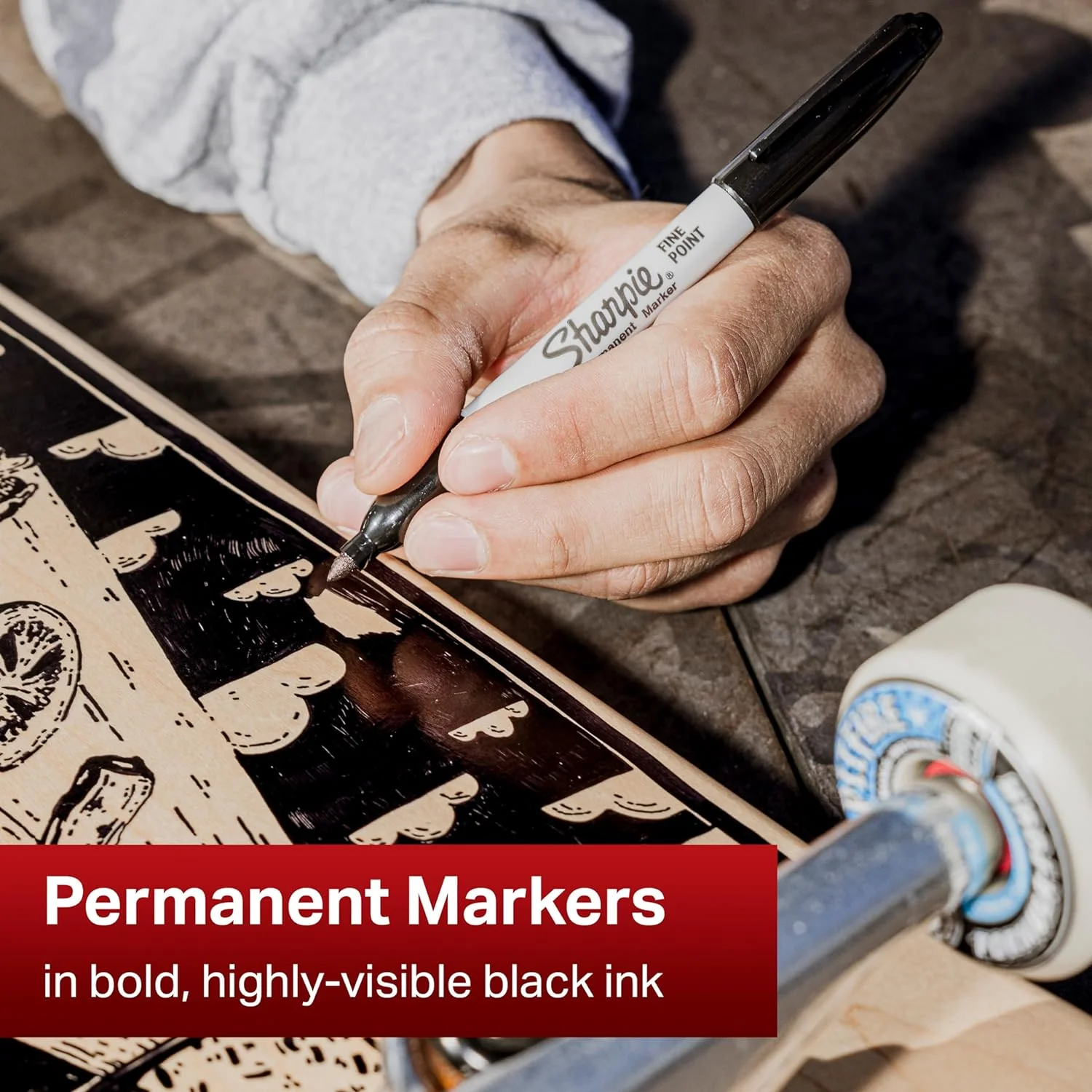 Sharpie Permanent Markers Fine Tip - Black Set of 2 - Image 2