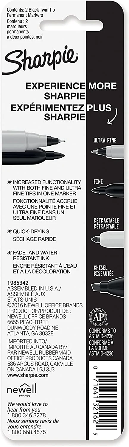 Sharpie Twin Tip Permanent Markers, Fine and Ultra Fine - Black - Image 7