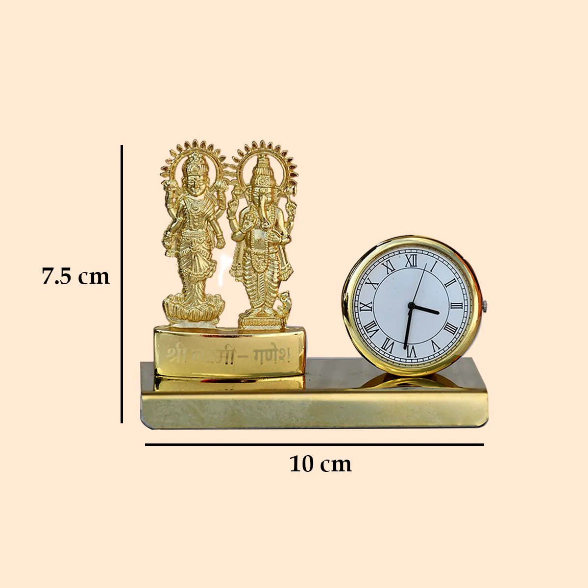 Shri Laxmi Ganesha with Table Clock Showpiece for Home Decor, Office | Metal Showpiece - Image 2