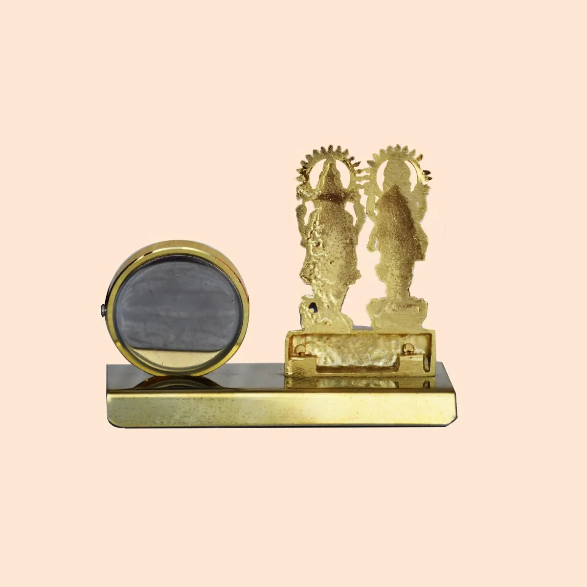 Shri Laxmi Ganesha with Table Clock Showpiece for Home Decor, Office | Metal Showpiece - Image 5