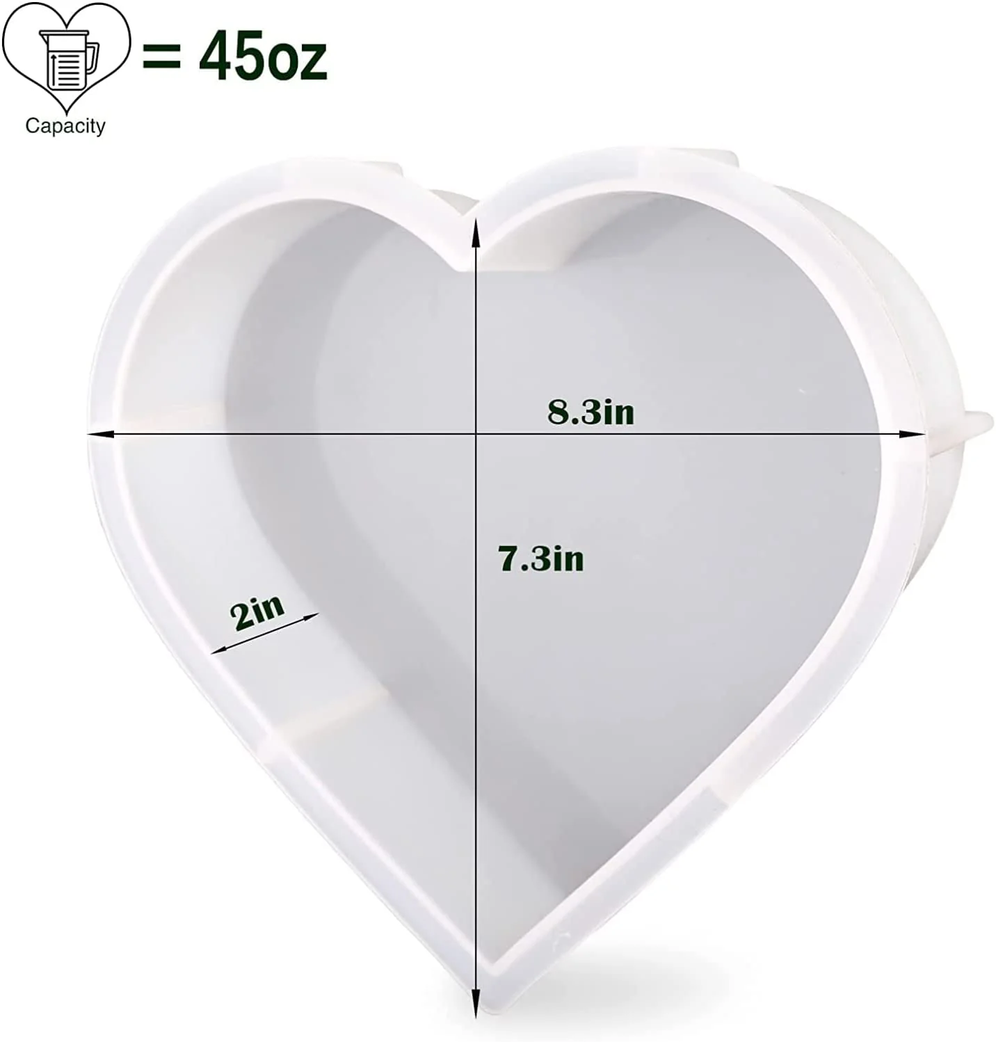 Silicone Mould Deep Cast Heart - Image 2