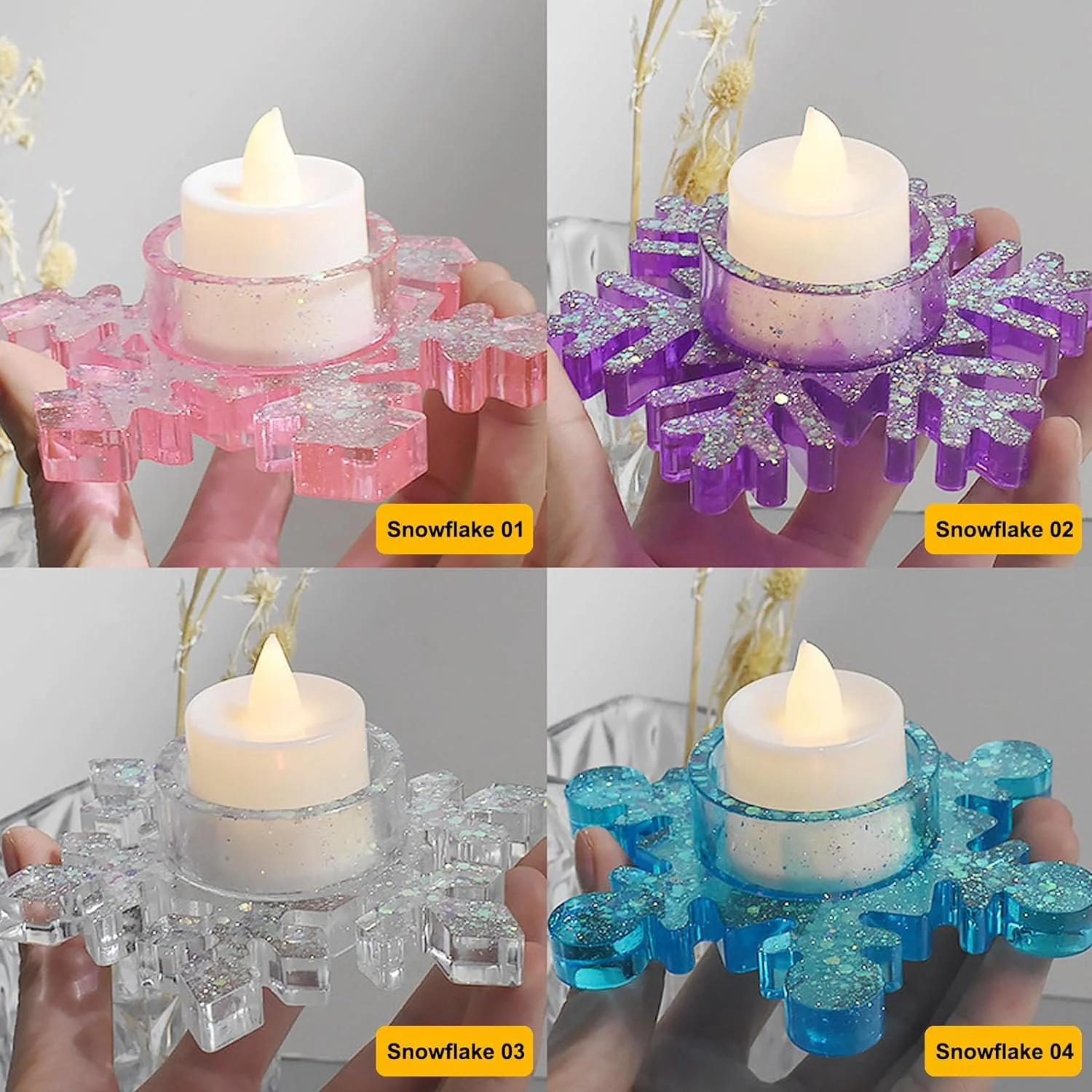 Silicone Mould Snowflakes Candle Holder - Image 3