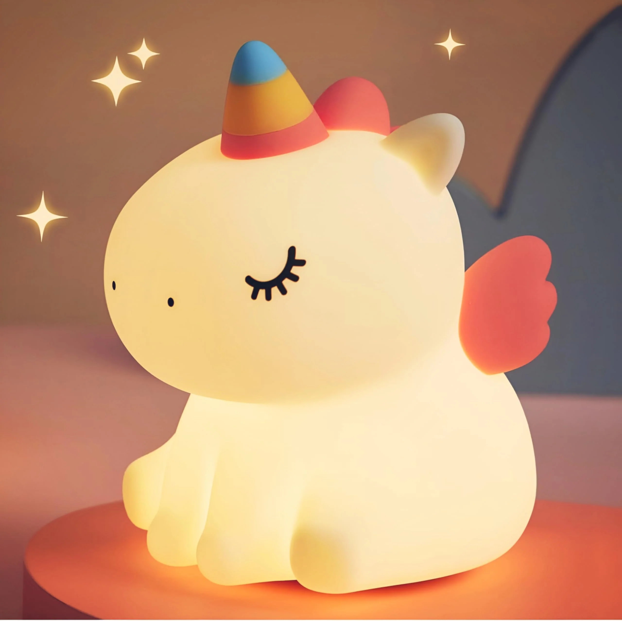 Sitting Unicorn Silicone Nightlight lamp,3-Level Dimmable Nightlight for Room Décor, Gifts Stuff for Children, Toddlers |White