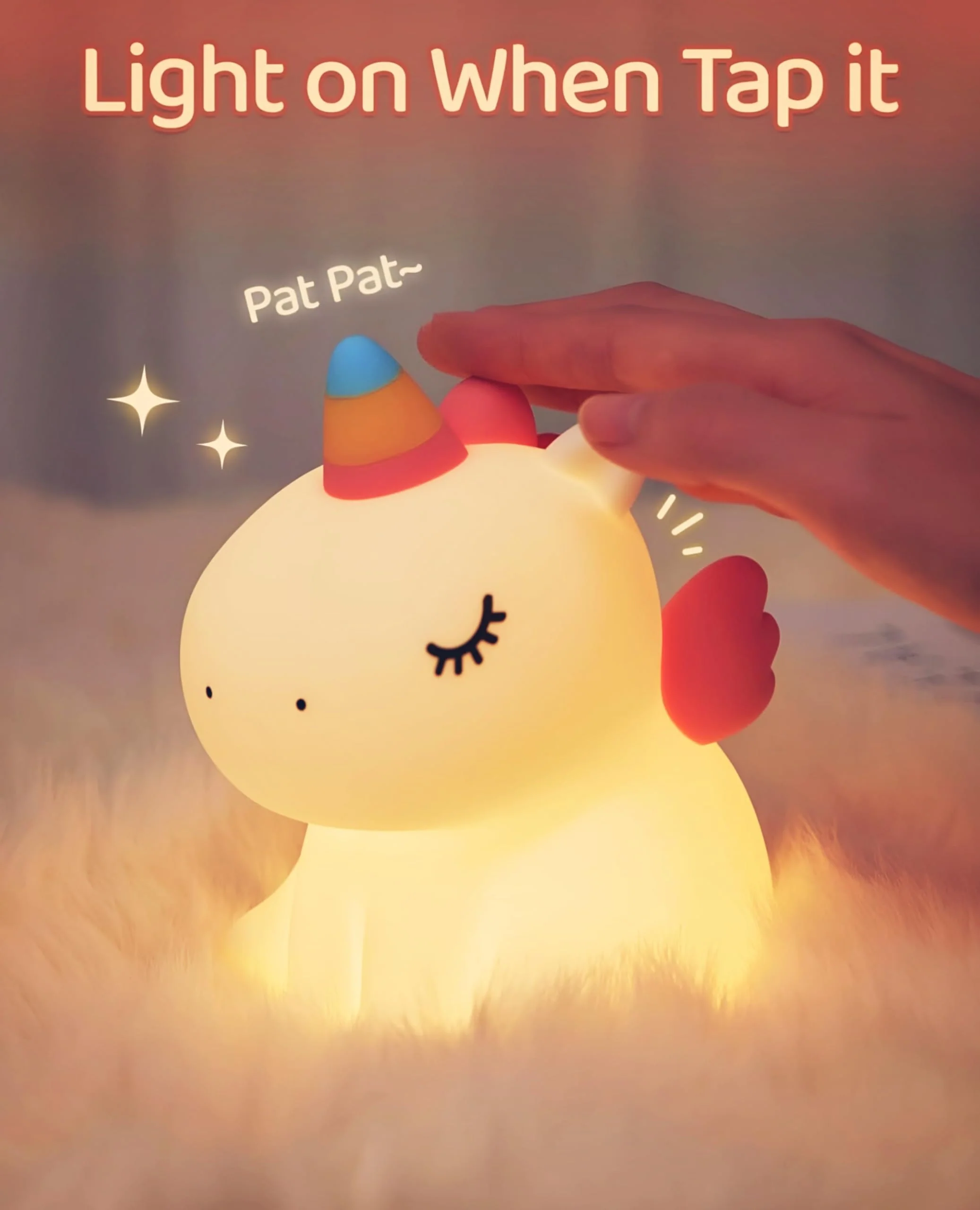 Sitting Unicorn Silicone Nightlight lamp,3-Level Dimmable Nightlight for Room Décor, Gifts Stuff for Children, Toddlers |White - Image 4