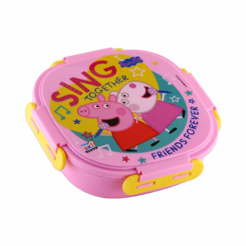 SKI Baker Insulated 3 Grid bento Lunch Box with Stainless Steel Inner and a Steel Spoon- Peppa Pig