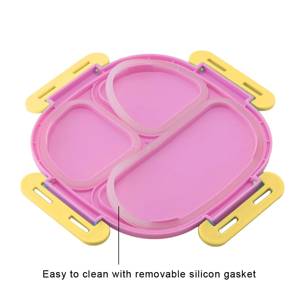 SKI Baker Insulated 3 Grid bento Lunch Box with Stainless Steel Inner and a Steel Spoon- Peppa Pig - Image 4