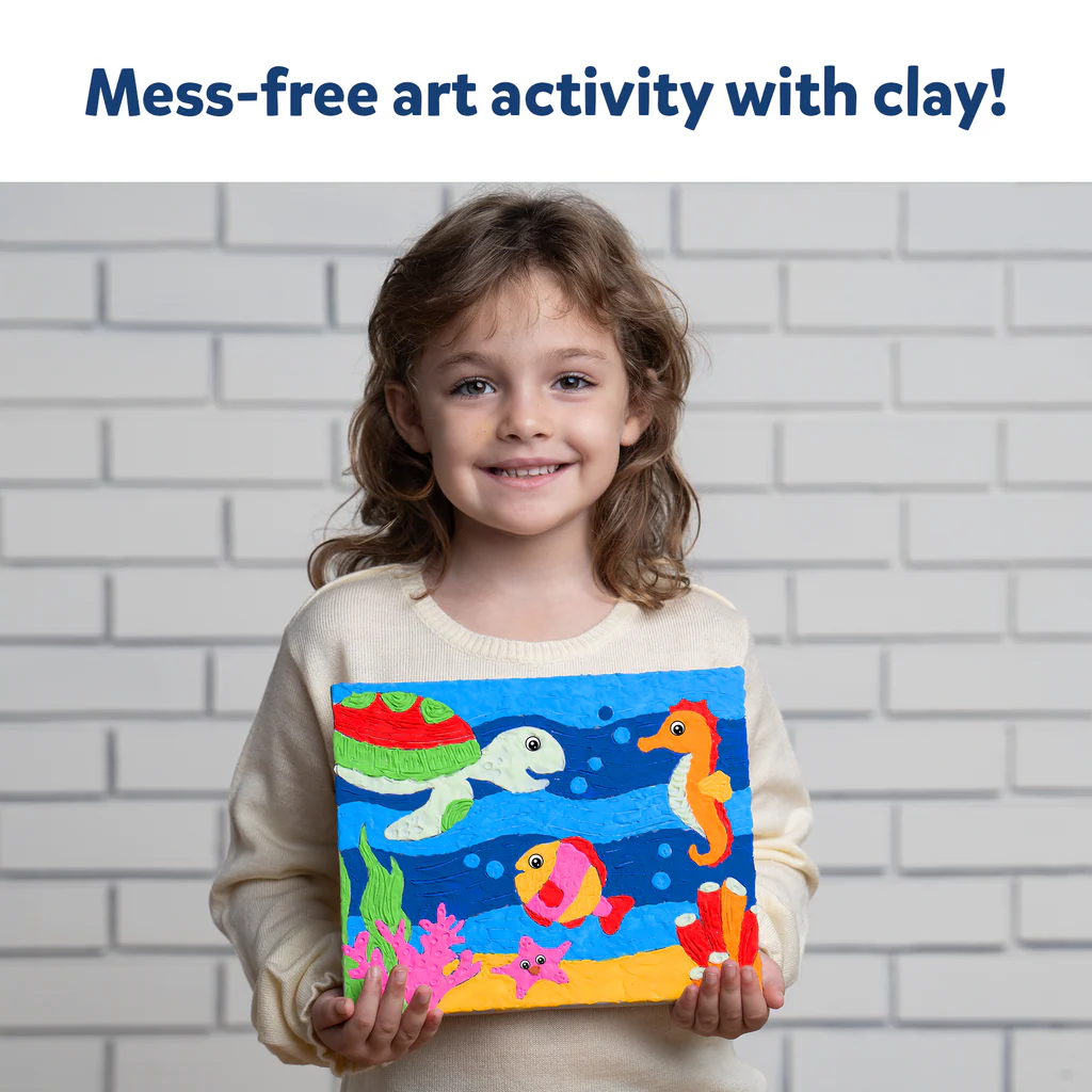 Skillmatics Art & Craft Kit - Color with Clay, No Mess Art, Create a Clay Canvas of Under The Ocean, Gifts - Image 2