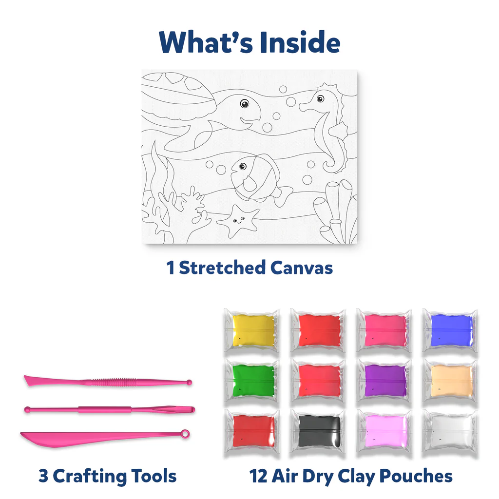 Skillmatics Art & Craft Kit - Color with Clay, No Mess Art, Create a Clay Canvas of Under The Ocean, Gifts - Image 3