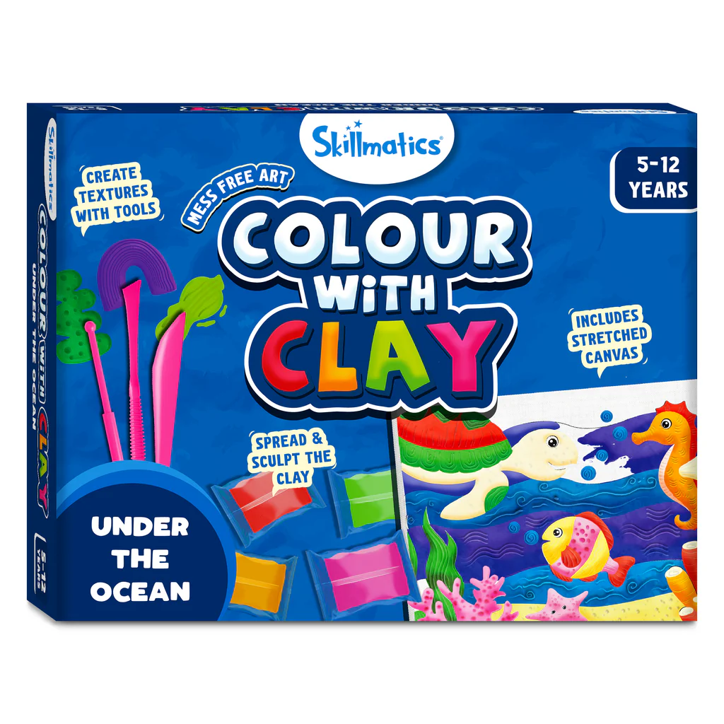 Skillmatics Art & Craft Kit - Color with Clay, No Mess Art, Create a Clay Canvas of Under The Ocean, Gifts - Image 8
