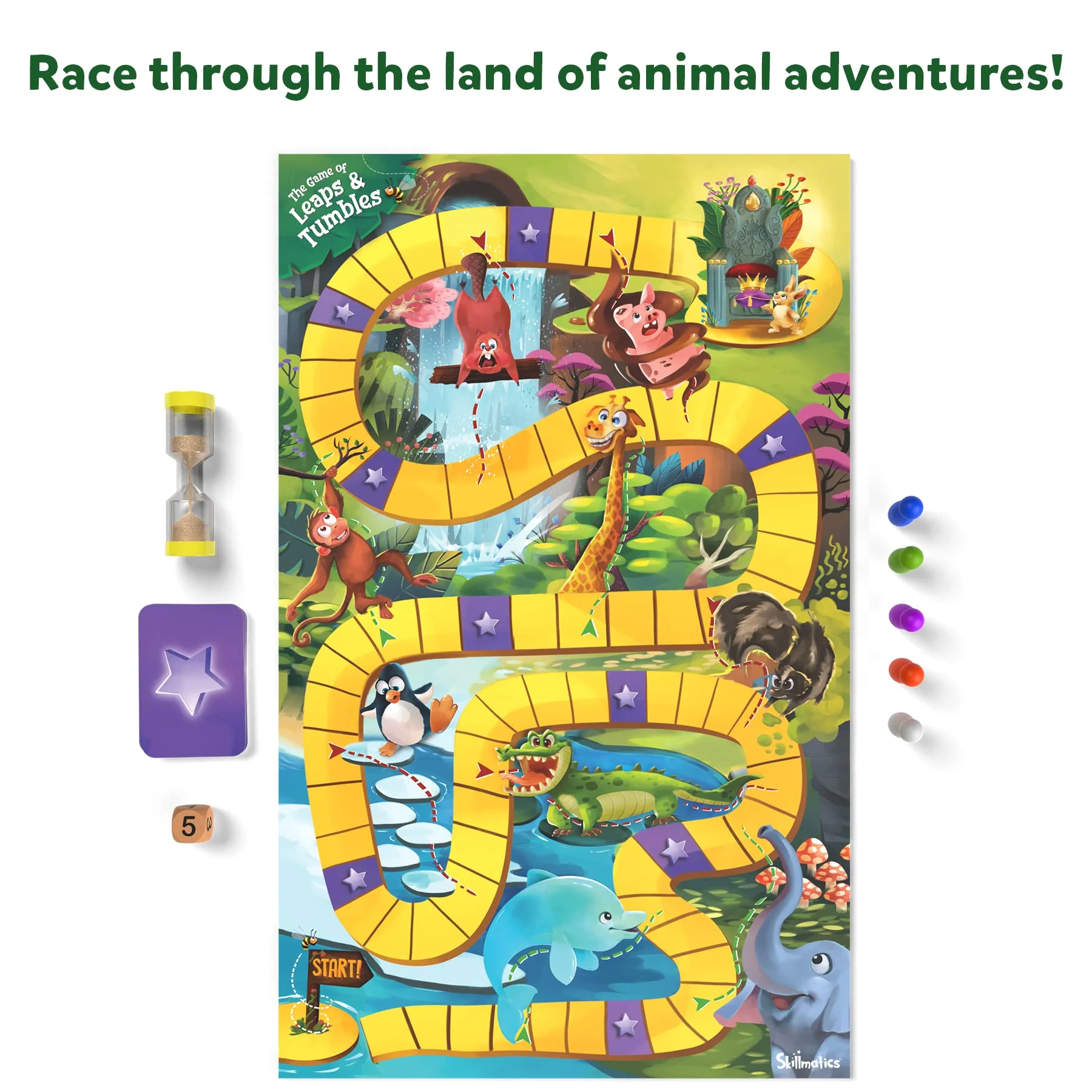 Skillmatics Board Game - Leaps & Tumbles, Classic Game with a Twist for Kids, Preschoolers, Toddlers, Gifts - Image 2