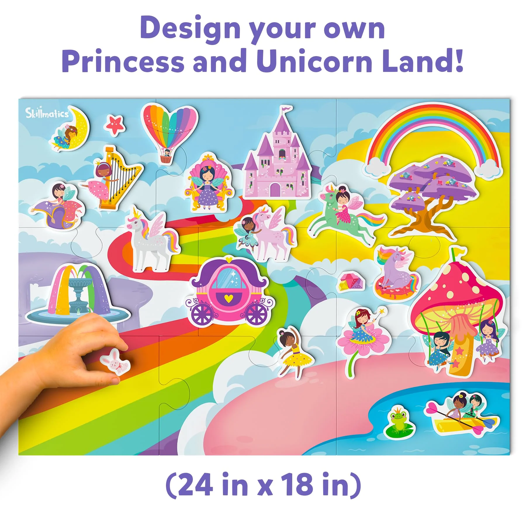 Skillmatics Magnetopia - Design Your Princess & Unicorn Land, Interactive Pretend Play Set with 40+ Magnetic Pieces, Gifts - Image 2