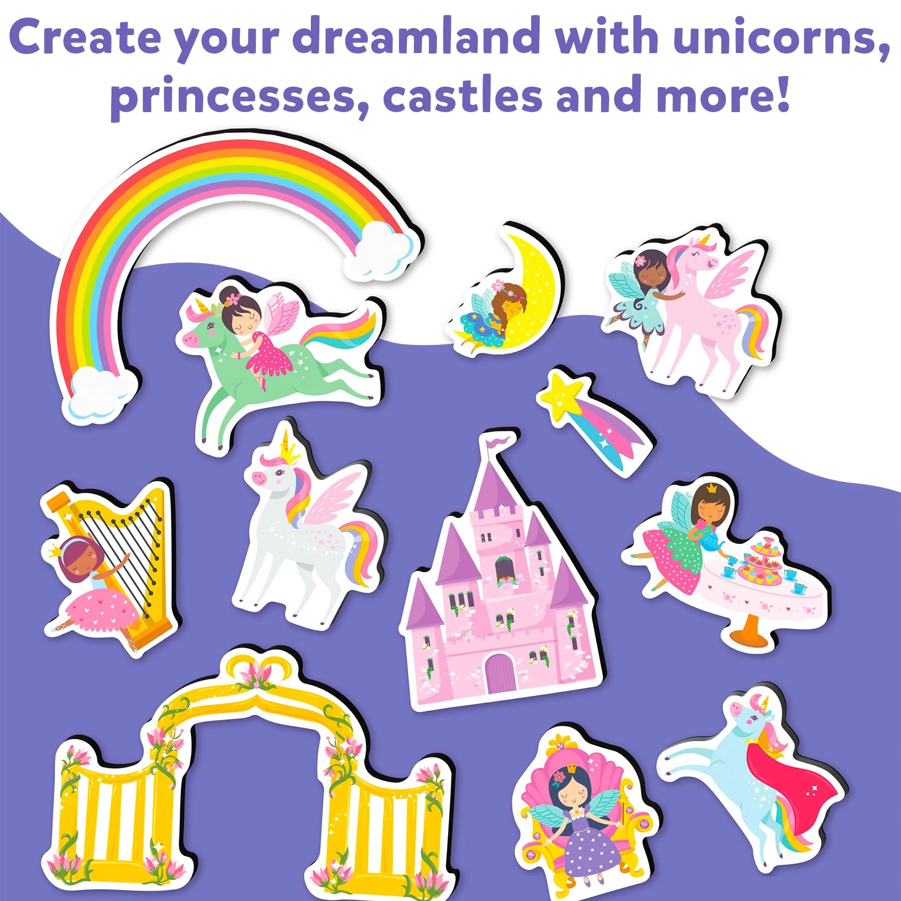 Skillmatics Magnetopia - Design Your Princess & Unicorn Land, Interactive Pretend Play Set with 40+ Magnetic Pieces, Gifts - Image 5